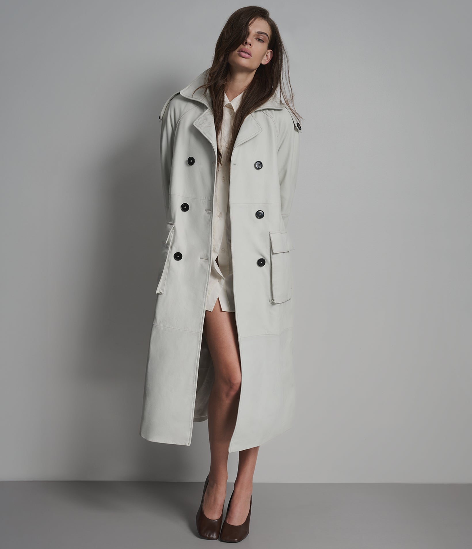 Esme Leather Trench Coat View 3 Esme Leather Trench Coat View 3