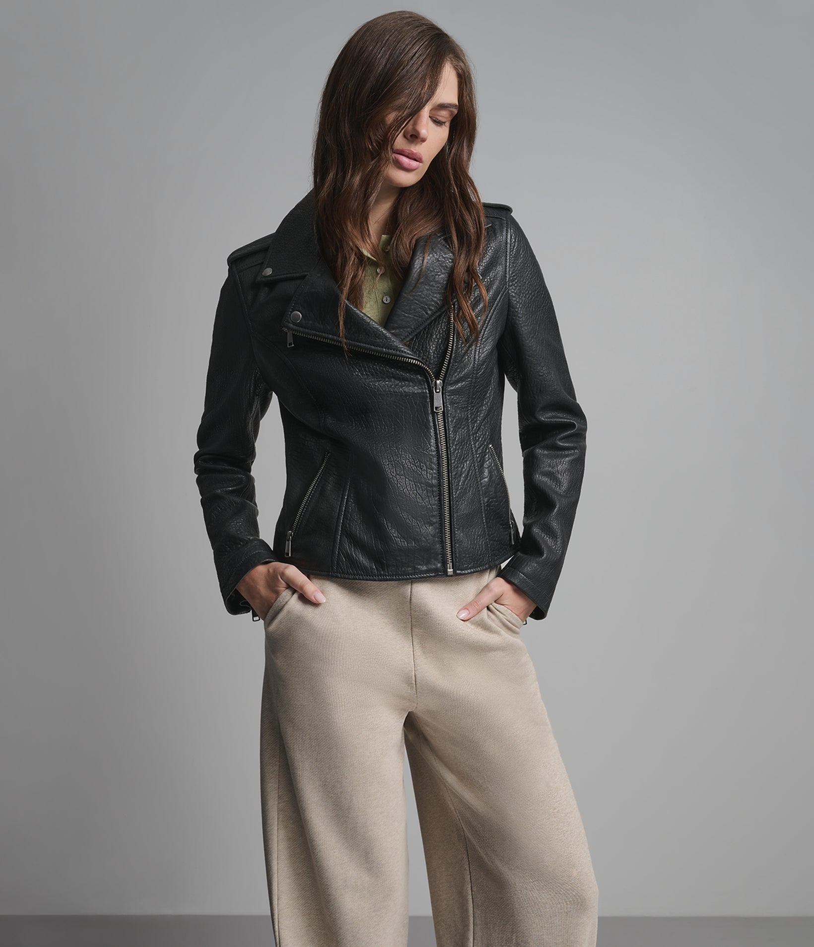 Heidi Textured Leather Moto Jacket View 1 | Motorcycle Jackets Heidi Textured Leather Moto Jacket View 1 | Motorcycle Jackets