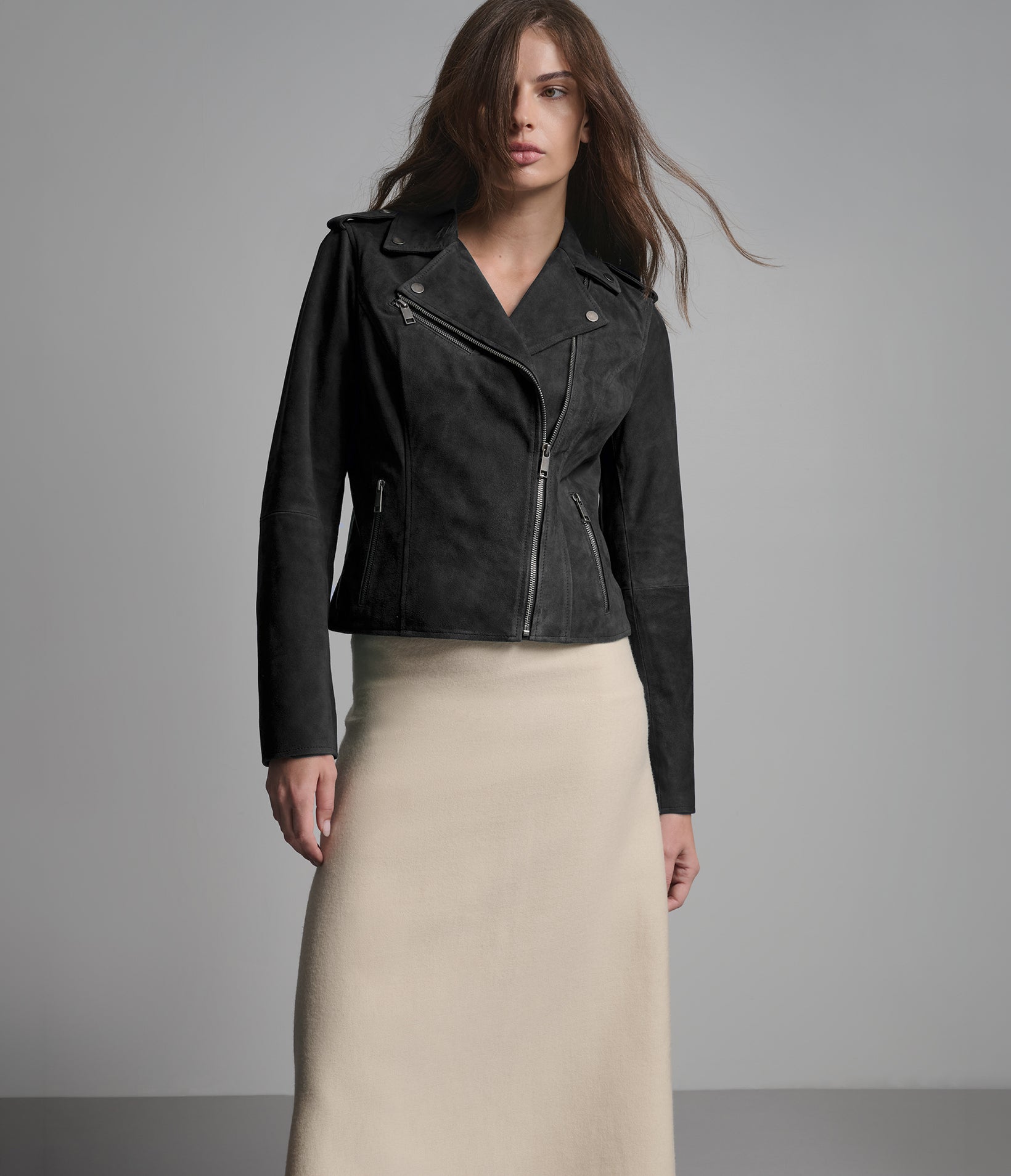 Madeline Suede Quilted Moto Jacket View 1 | Women's Collection Madeline Suede Quilted Moto Jacket View 1 | Women's Collection