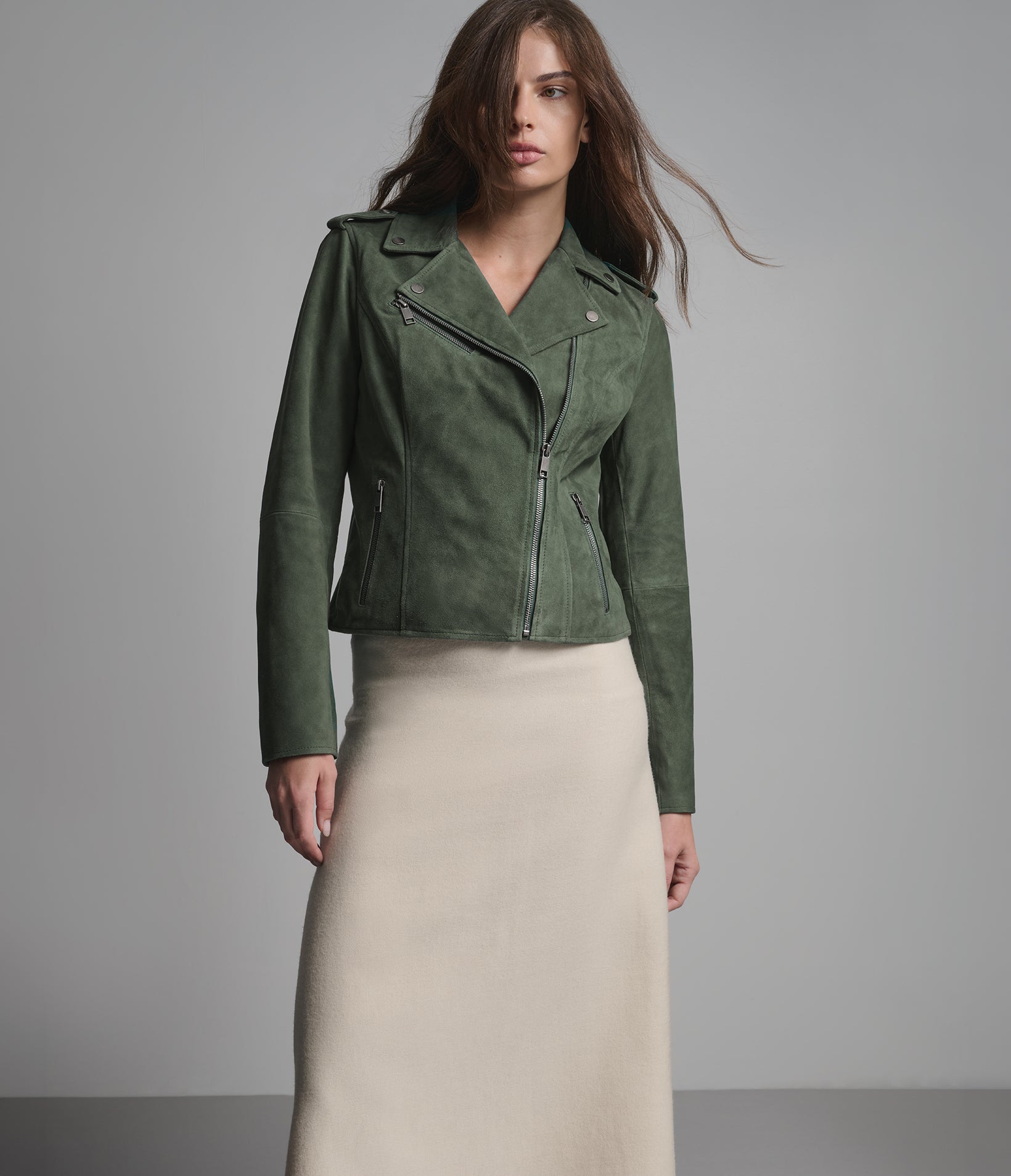 Madeline Suede Quilted Moto Jacket | Wilsons Leather
