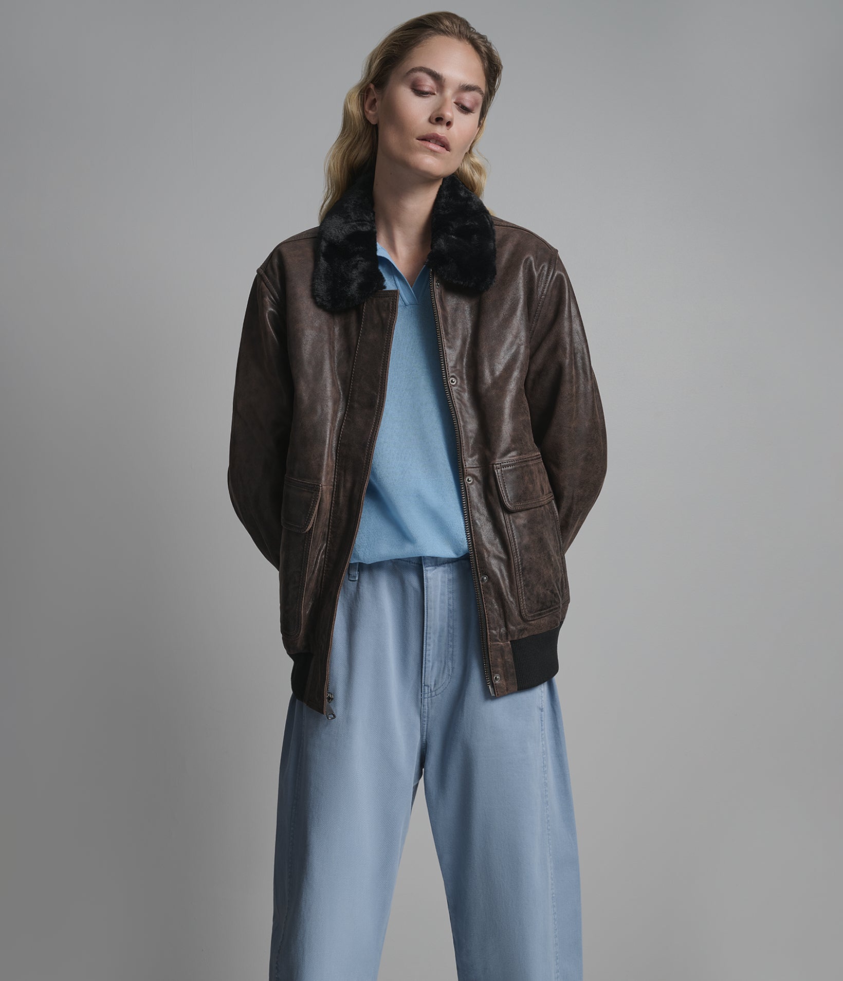 Everleigh Faux Fur Lined Bomber Jacket View 4 Everleigh Faux Fur Lined Bomber Jacket View 4