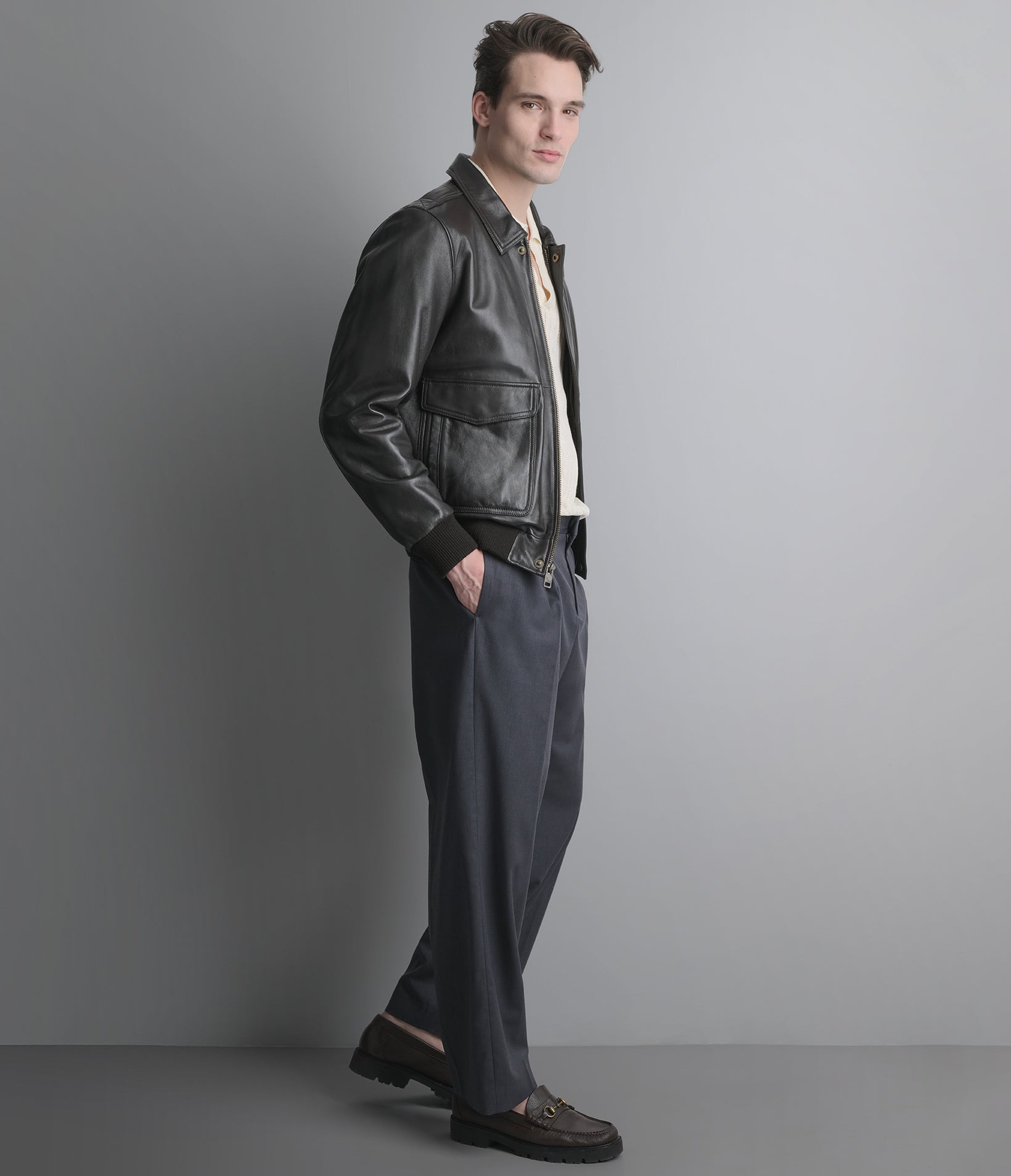 Chris Leather Bomber Jacket View 2 | Men's Chris Leather Bomber Jacket View 2 | Men's