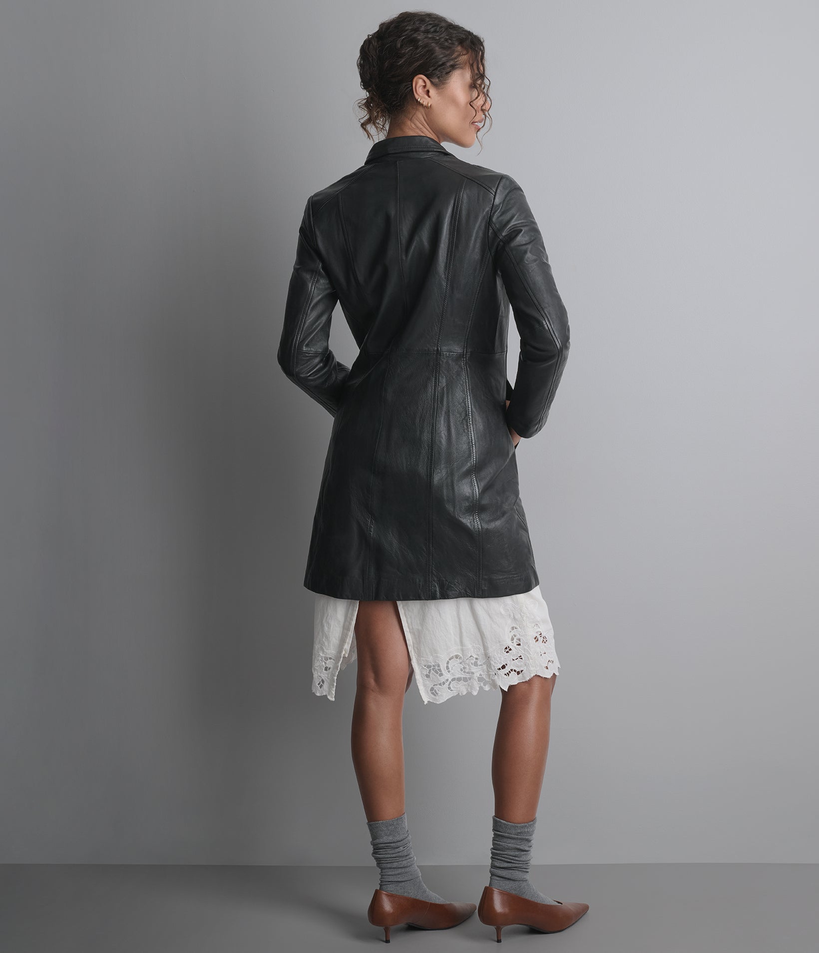 Nora Button Down Leather Trench Coat View 5 | Women's Leather Nora Button Down Leather Trench Coat View 5 | Women's Leather