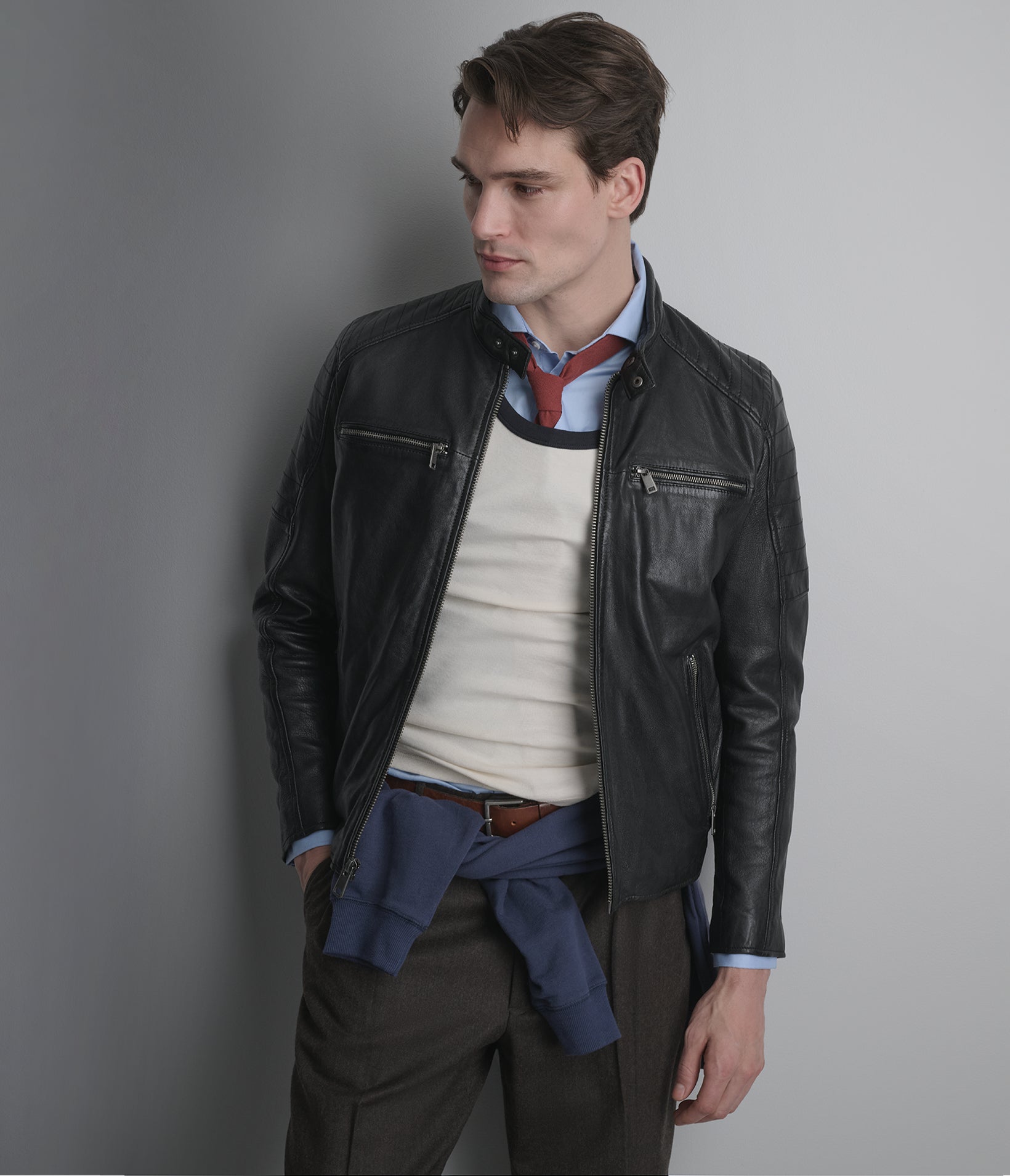 Lance Collarless Leather Moto Jacket View 7 | Wilsons Promotion Lance Collarless Leather Moto Jacket View 7 | Wilsons Promotion