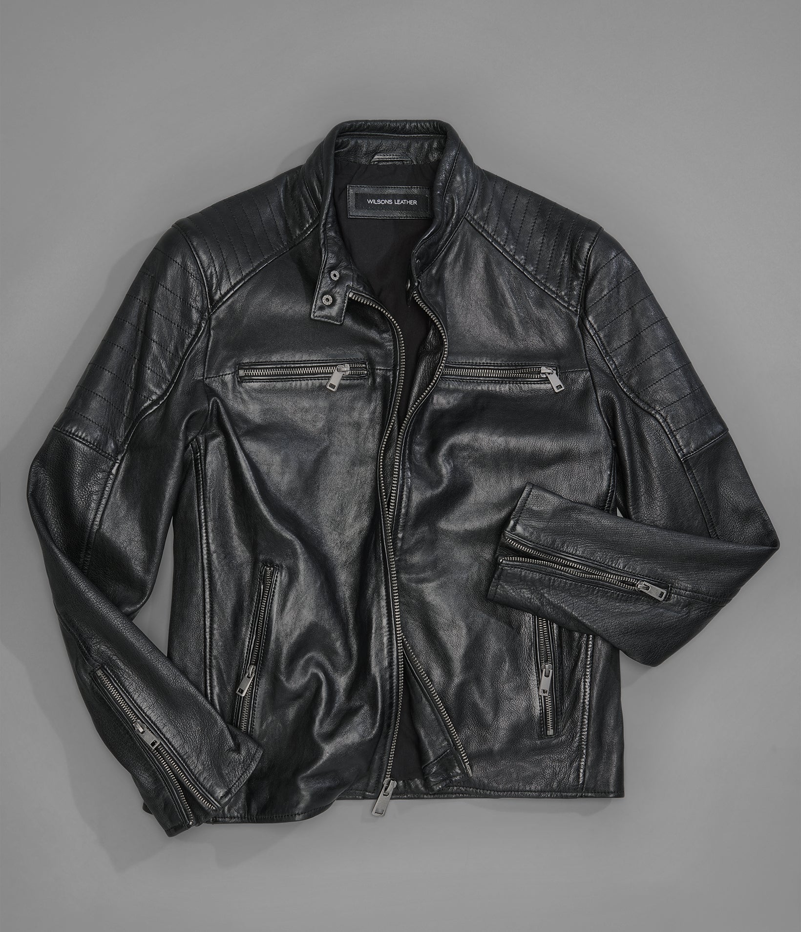 Lance Collarless Leather Moto Jacket | Wilsons Leather