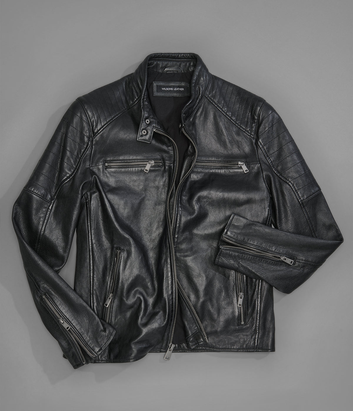 Lance Collarless Leather Moto Jacket | Wilsons Leather