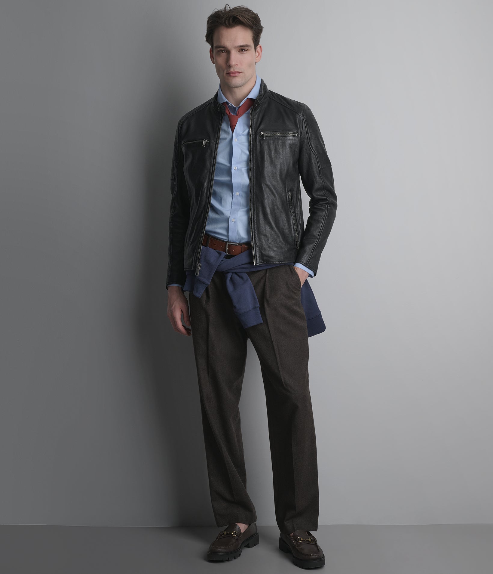 Lance Collarless Leather Moto Jacket View 2 | Wilsons Promotion Lance Collarless Leather Moto Jacket View 2 | Wilsons Promotion