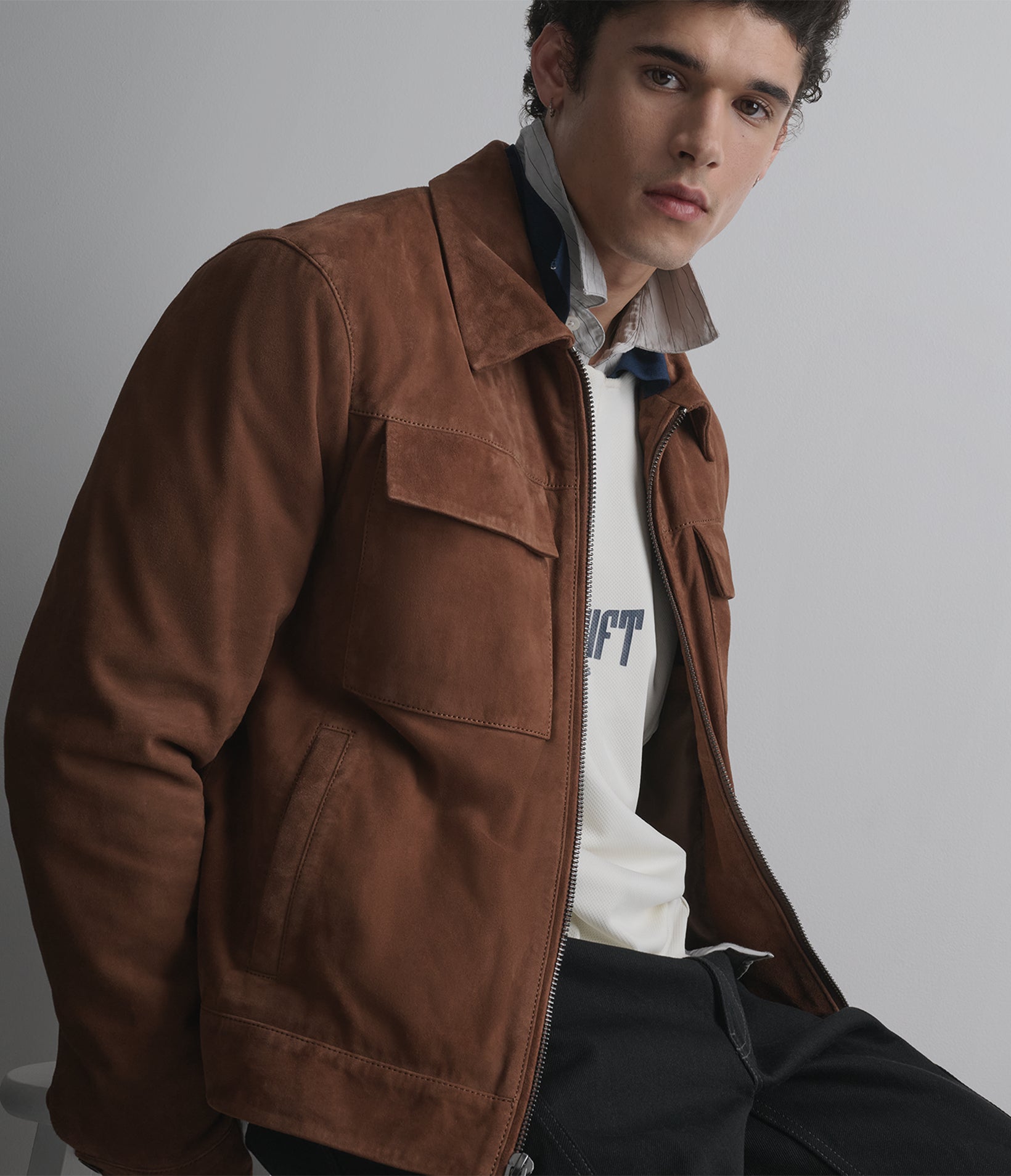 Banks Suede Zip Shirt Jacket | Wilsons Leather