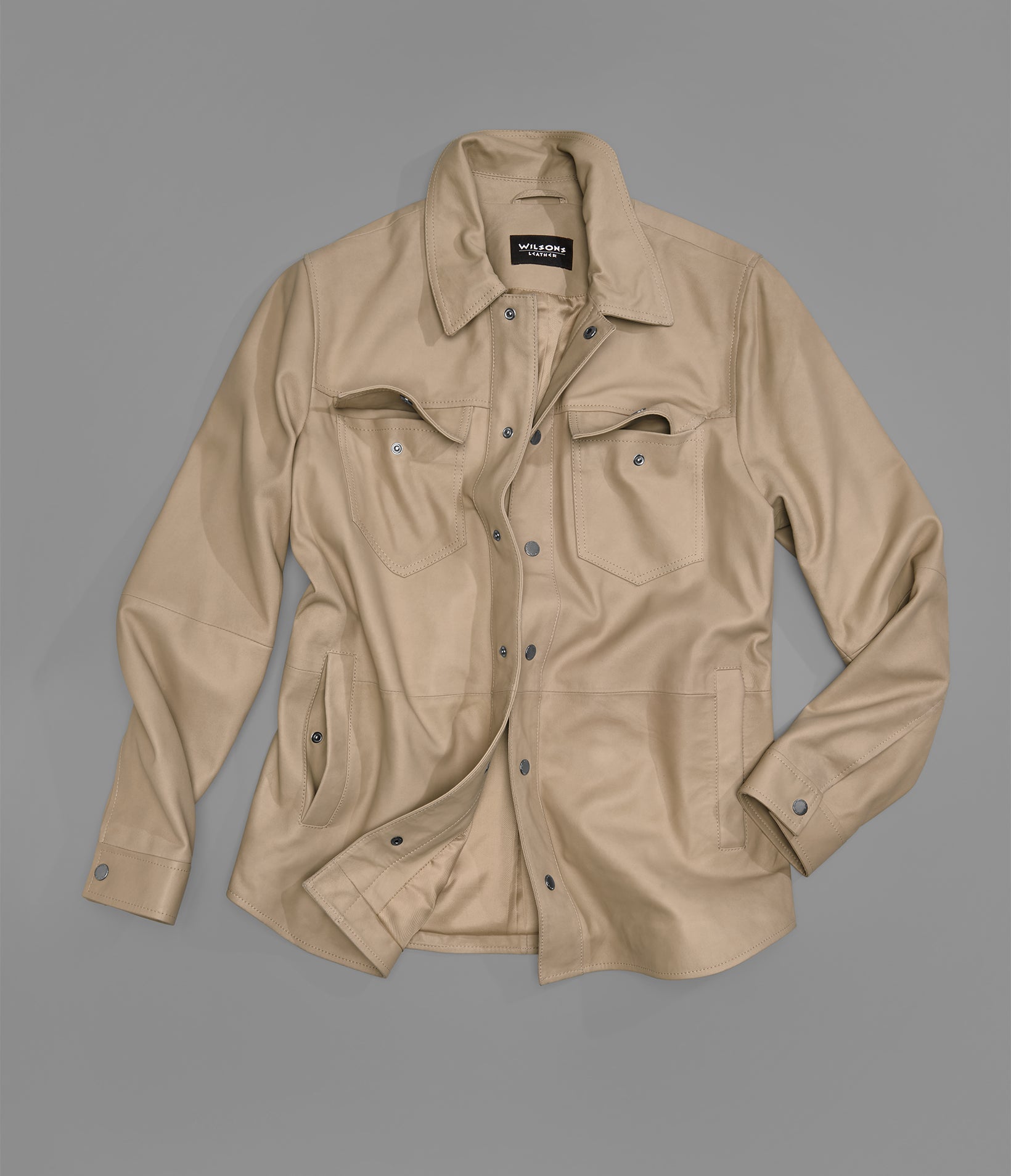 Wren Lightweight Leather Snap Front Shirt Jacket | Wilsons Leather