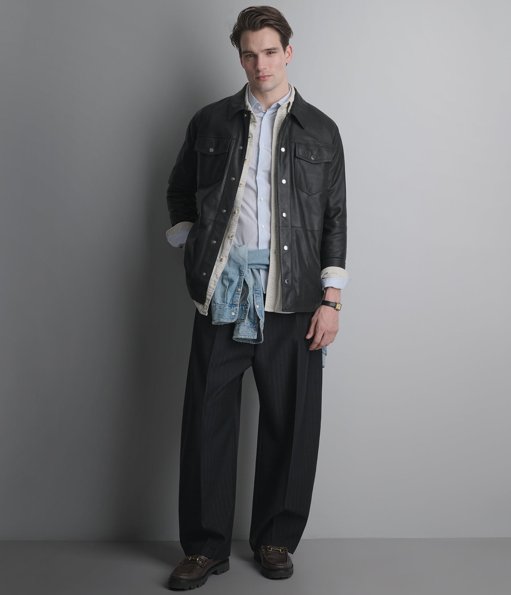 Wren Lightweight Leather Zip Shirt Jacket View 5 | Men's New Arrivals Wren Lightweight Leather Zip Shirt Jacket View 5 | Men's New Arrivals