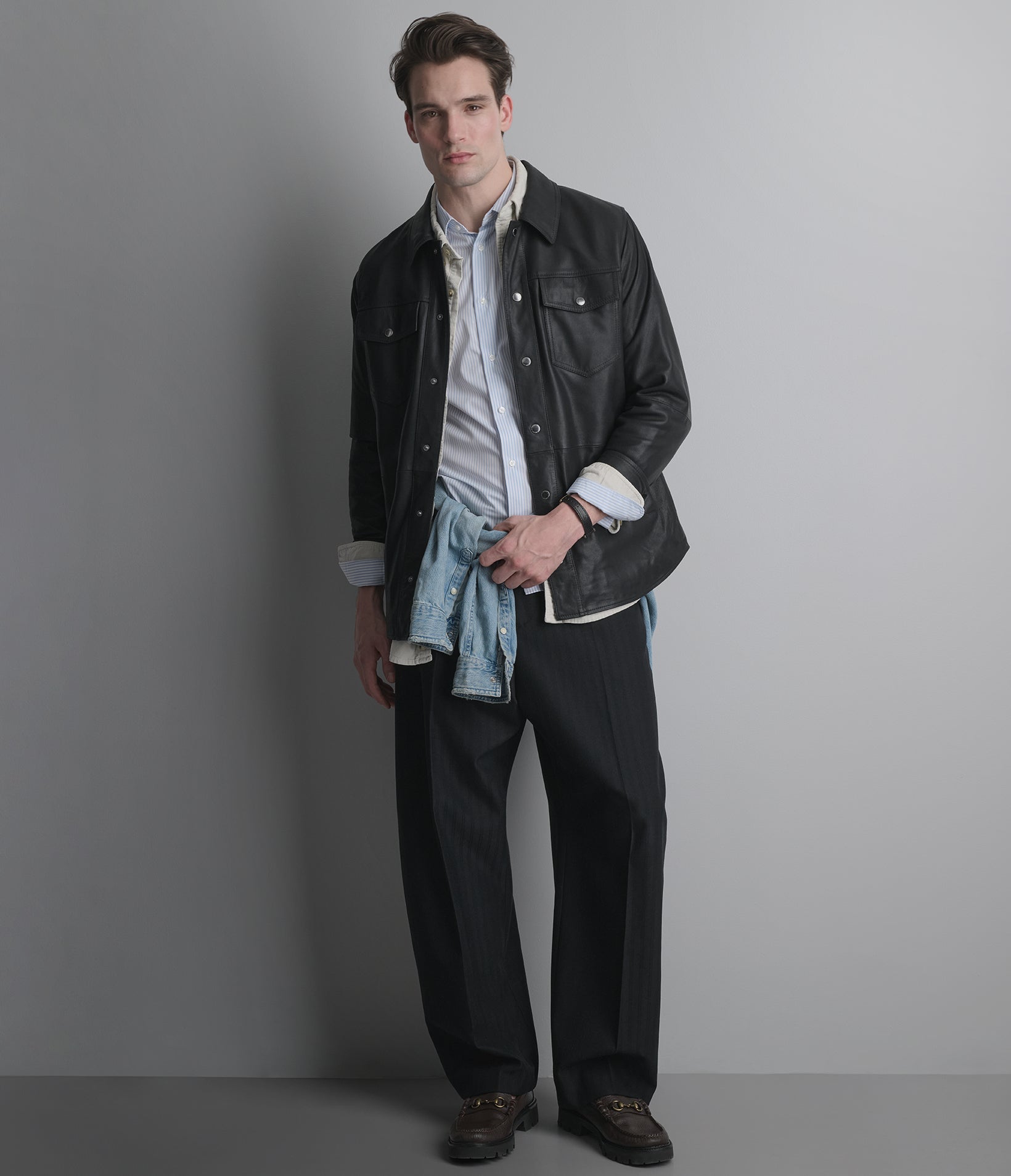 Wren Lightweight Leather Zip Shirt Jacket View 2 | Men's New Arrivals Wren Lightweight Leather Zip Shirt Jacket View 2 | Men's New Arrivals