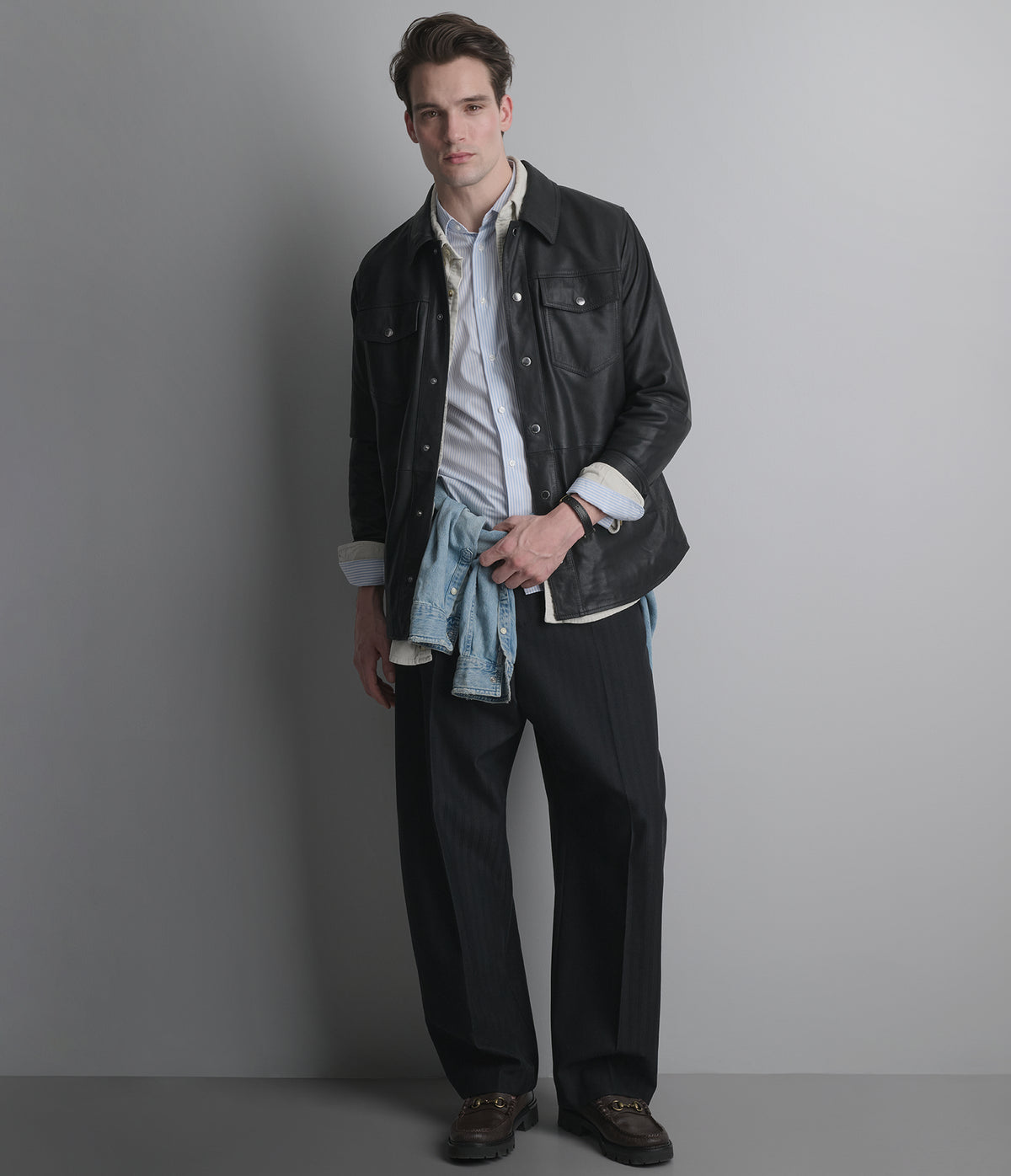 Wilsons Leather | Wren Lightweight Leather Snap Front Shirt Jacket
