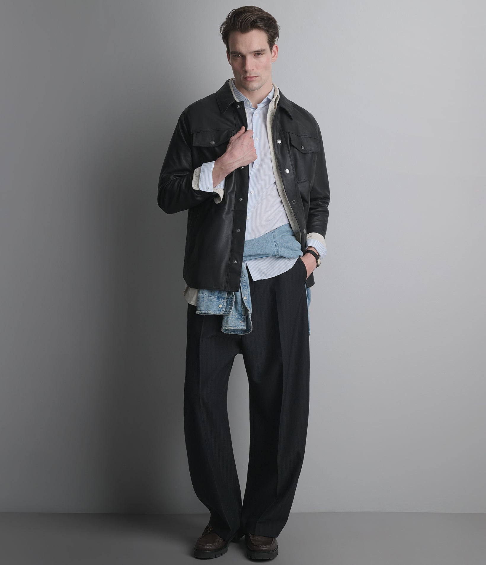 Wren Lightweight Leather Zip Shirt Jacket View 8 | Men's New Arrivals Wren Lightweight Leather Zip Shirt Jacket View 8 | Men's New Arrivals