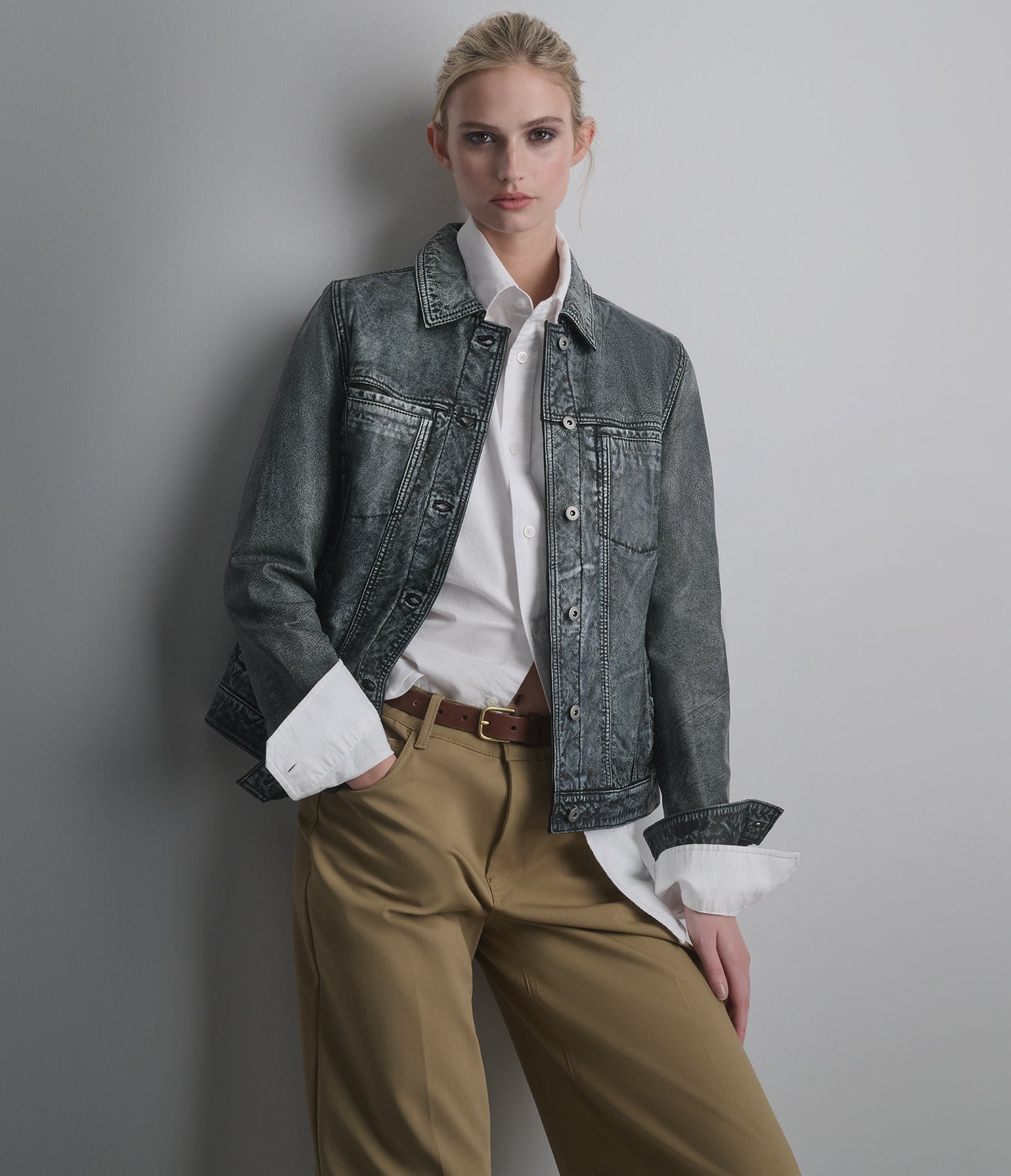 Addison Leather Denim Jacket View 2 | Leather Denim Collection Addison Leather Denim Jacket View 2 | Leather Denim Collection