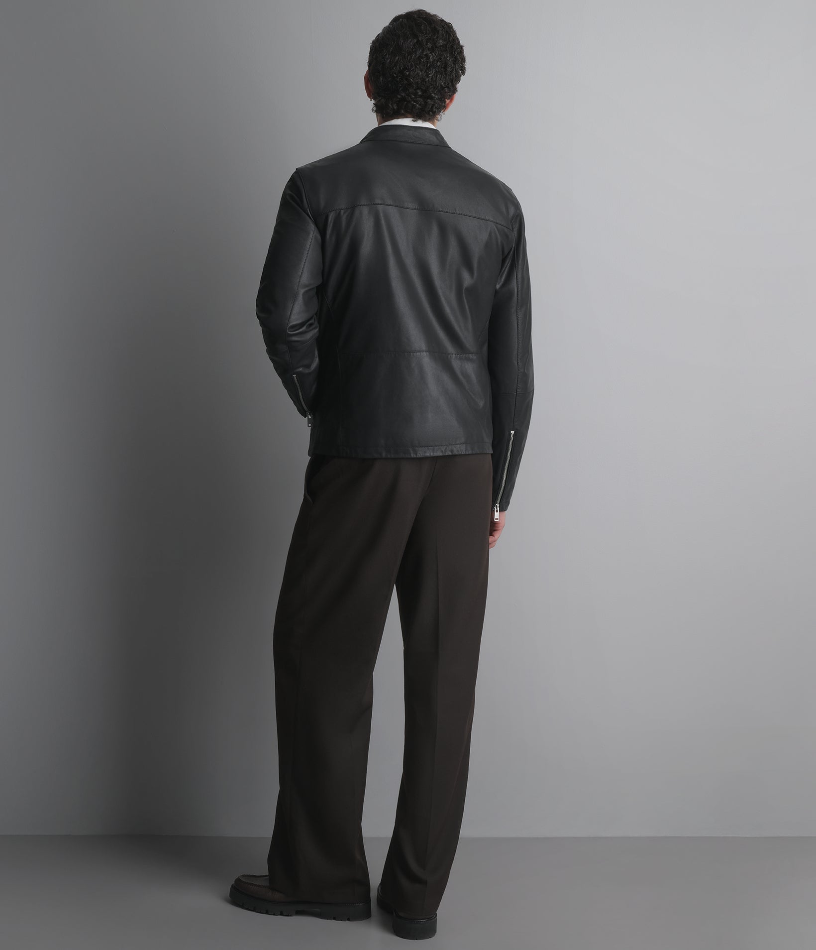 Quinton Lightweight Leather Racer Jacket View 2 | Men's Collection Quinton Lightweight Leather Racer Jacket View 2 | Men's Collection