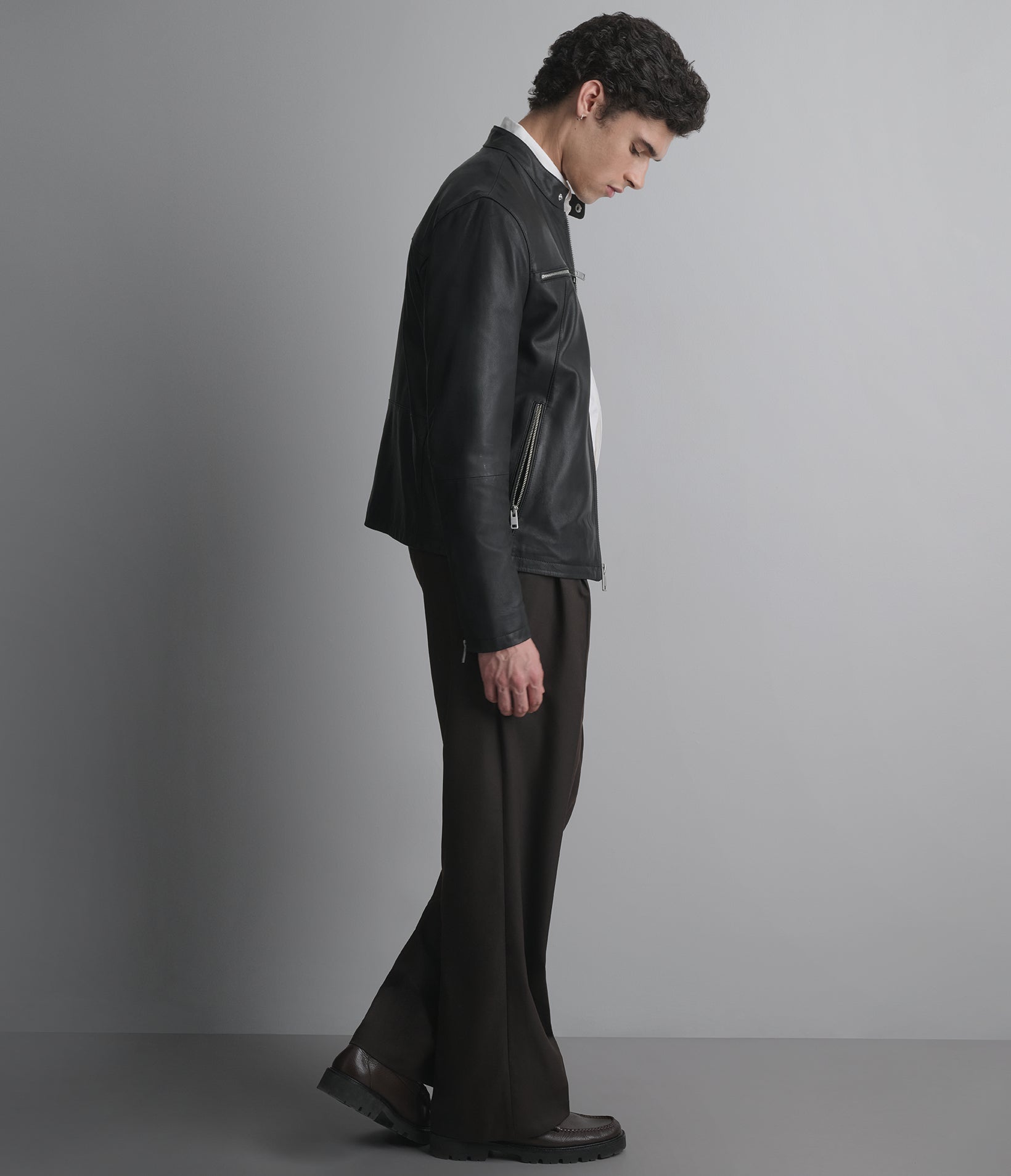 Quinton Lightweight Leather Racer Jacket View 3 | Men's Collection Quinton Lightweight Leather Racer Jacket View 3 | Men's Collection