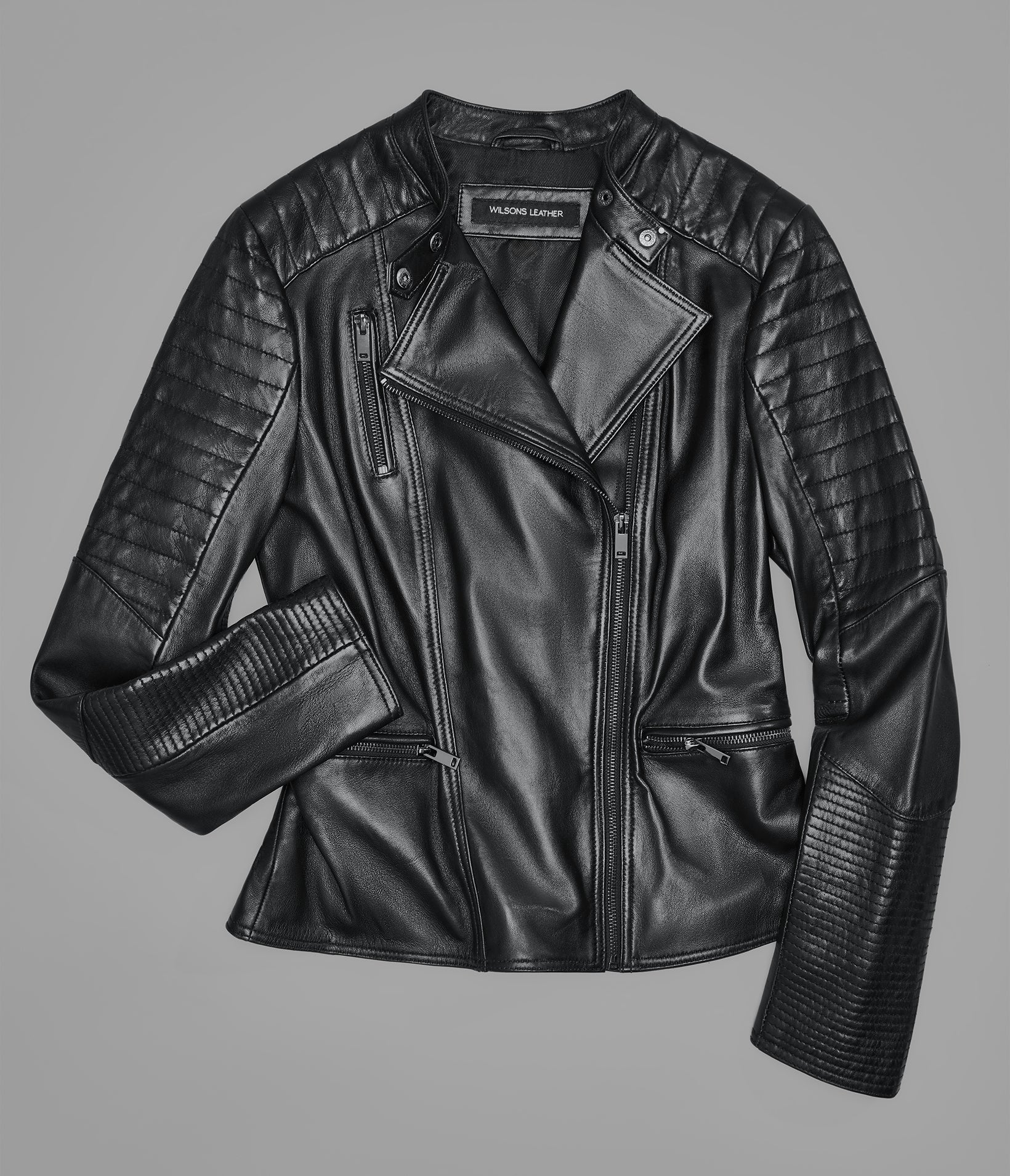 Hadley Quilted Leather Moto Jacket View 3 | Wilsons Promotion Hadley Quilted Leather Moto Jacket View 3 | Wilsons Promotion