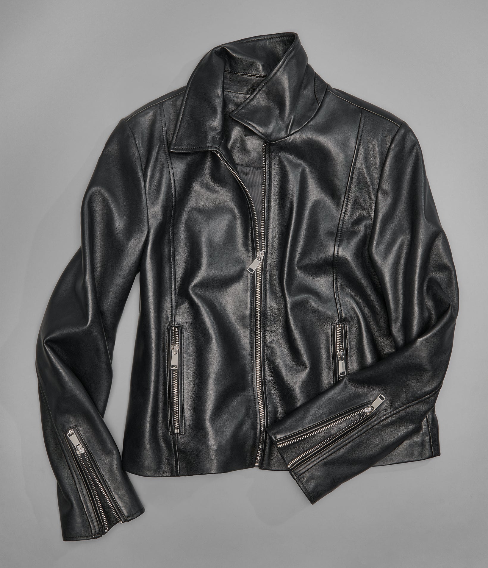 Justine Shirt Collar Zip Jacket | Wilsons Leather