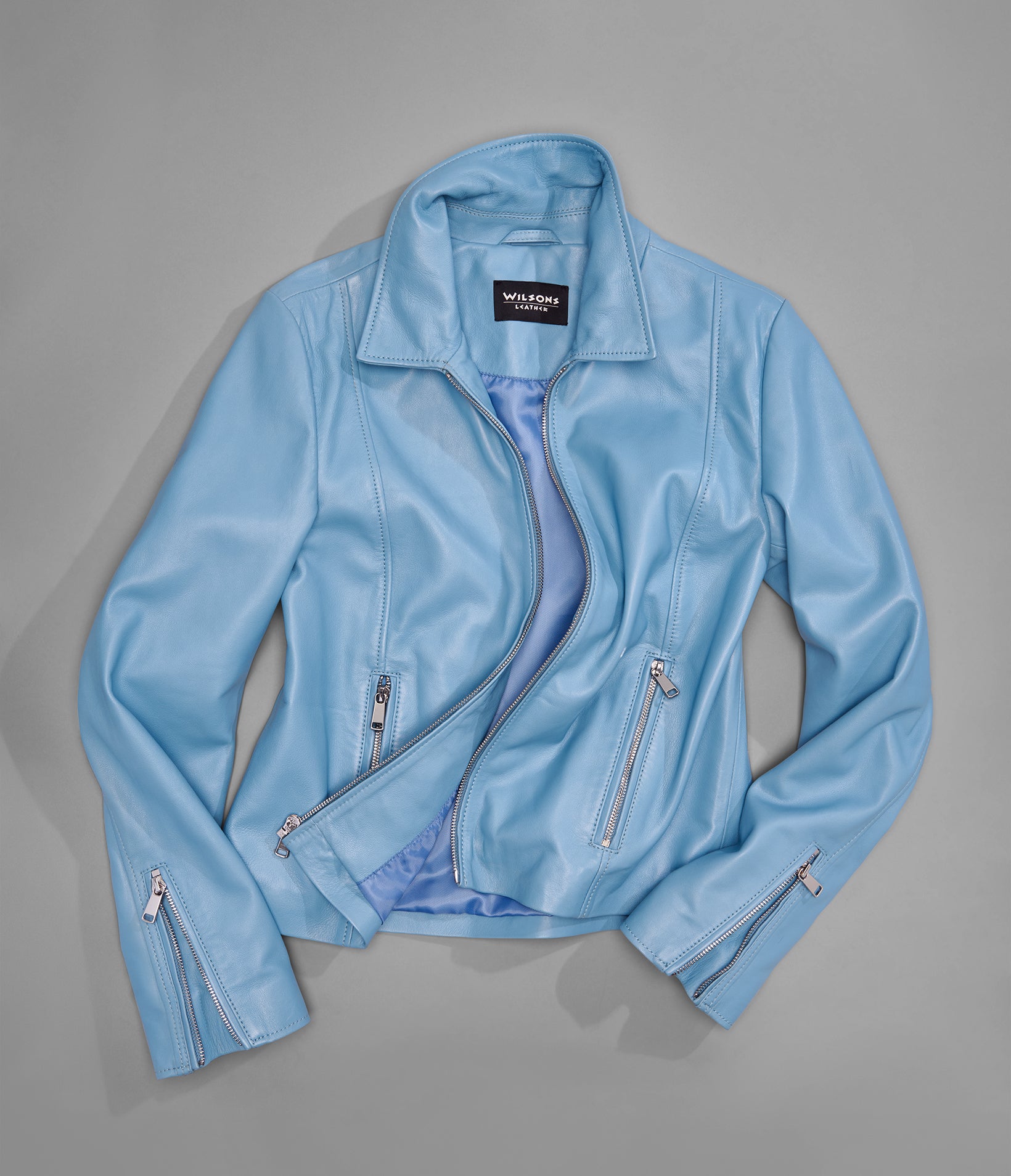 Justine Shirt Collar Zip Jacket | Wilsons Leather