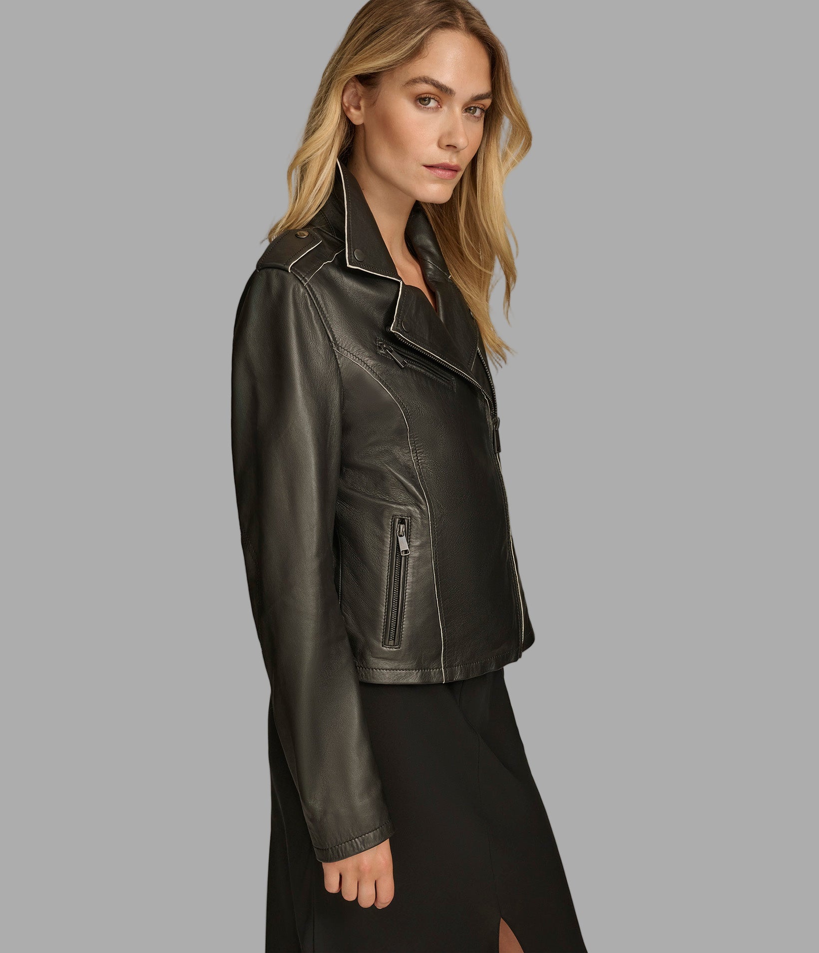 Malani Painted Edge Leather Moto Jacket View 2 | Women's Leather Malani Painted Edge Leather Moto Jacket View 2 | Women's Leather