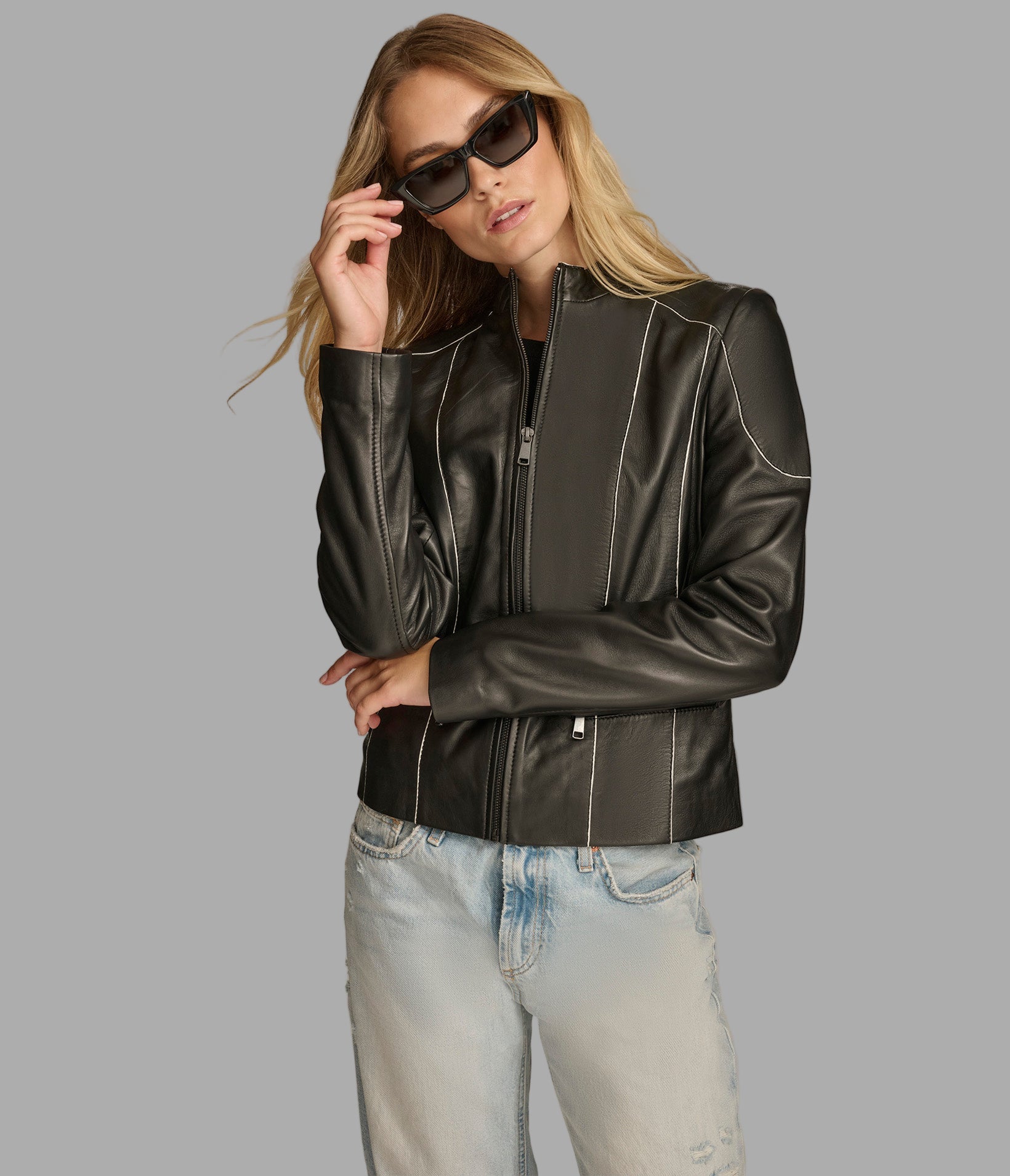 Sage Painted Edge Leather Scuba Jacket View 1 | Women's Jackets & Coats Sage Painted Edge Leather Scuba Jacket View 1 | Women's Jackets & Coats