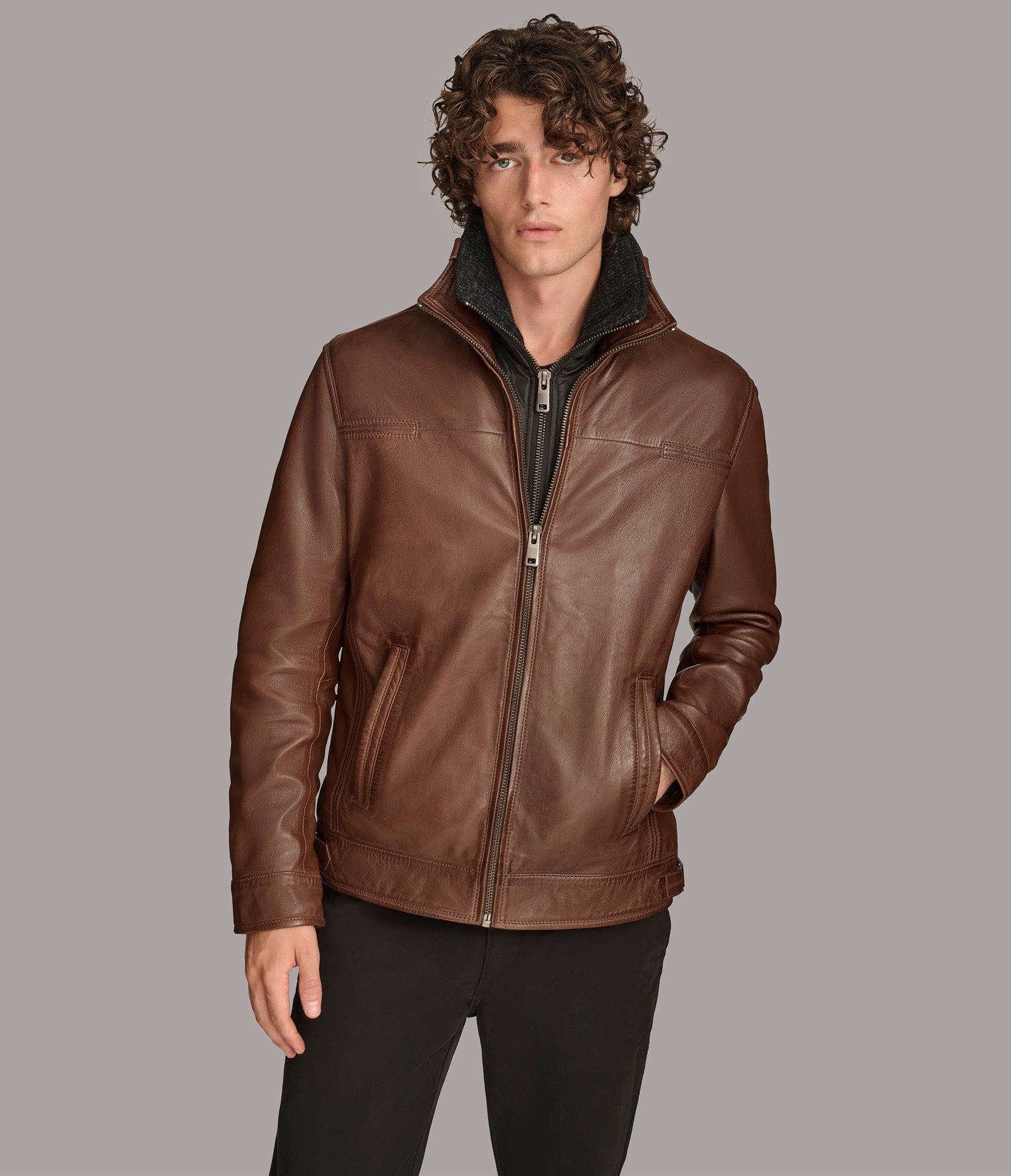 Jett Leather Jacket with Removable Hood View 3 | Men's Collection Jett Leather Jacket with Removable Hood View 3 | Men's Collection
