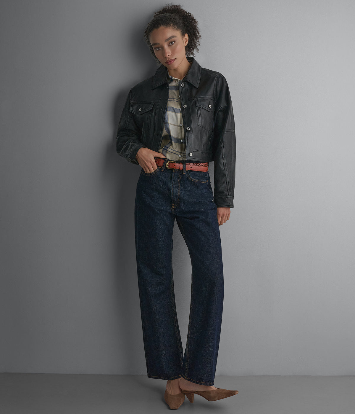 Jamie Dropped Shoulder Leather Trucker Jacket View 2 | Products Jamie Dropped Shoulder Leather Trucker Jacket View 2 | Products