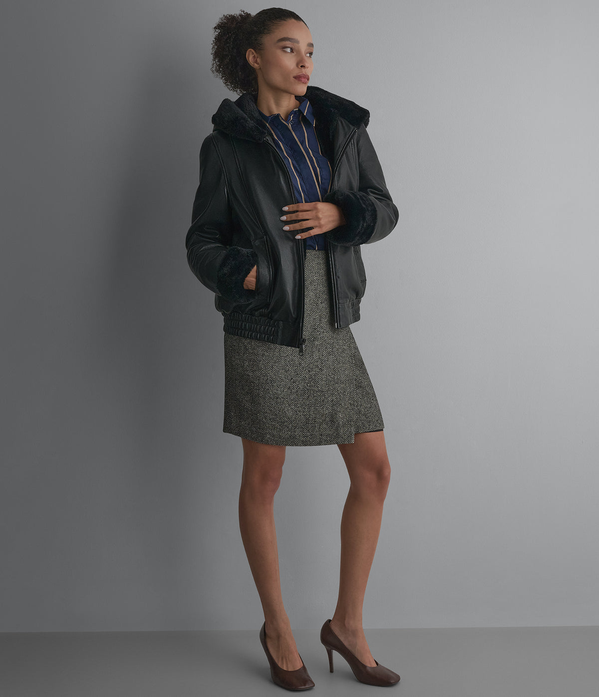 Morgan Faux Fur Leather Jacket View 1 | Women's Fall Edit Morgan Faux Fur Leather Jacket View 1 | Women's Fall Edit