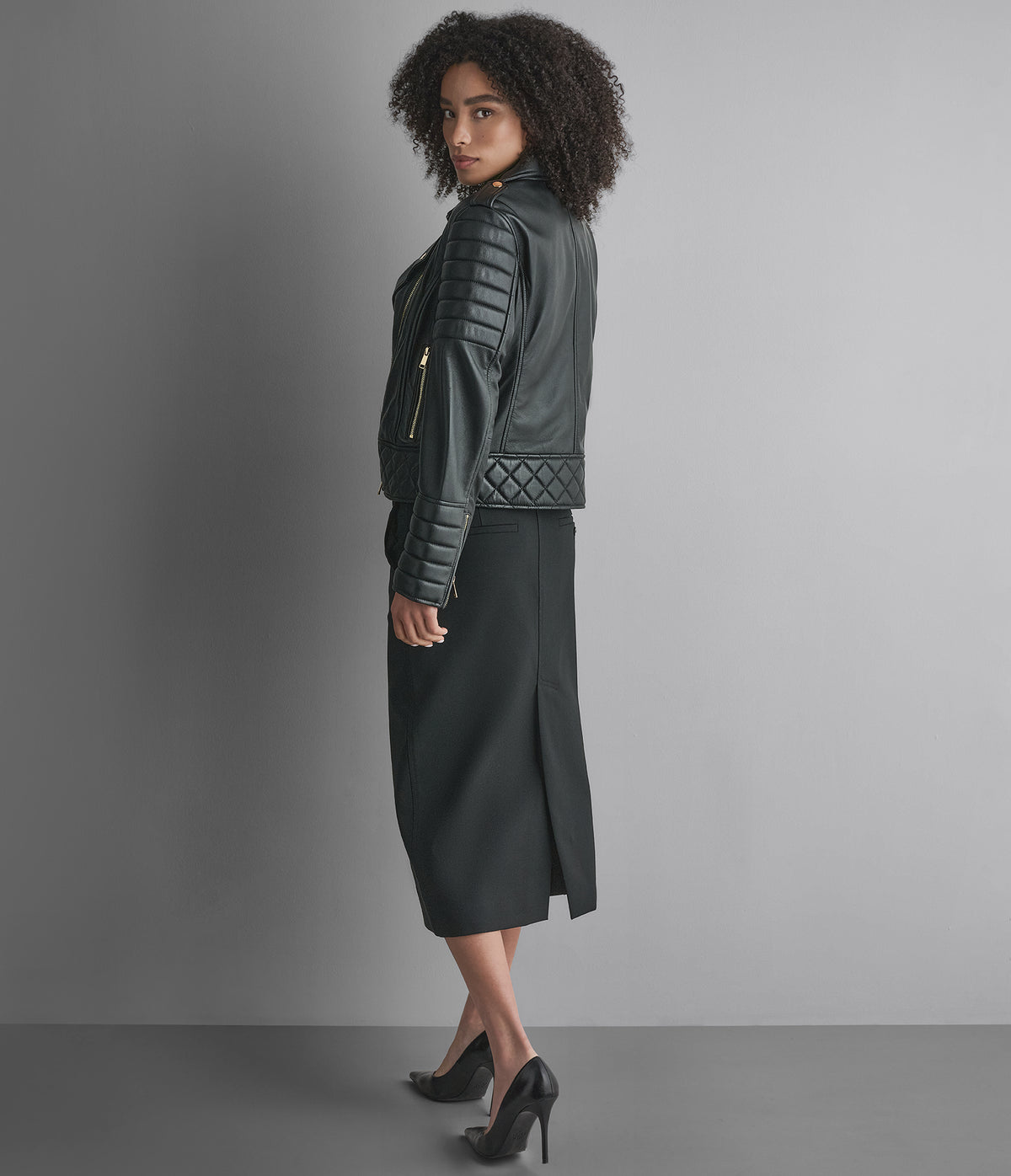 Mila Quilted Leather Moto Jacket View 3 | Women's Clothing Mila Quilted Leather Moto Jacket View 3 | Women's Clothing
