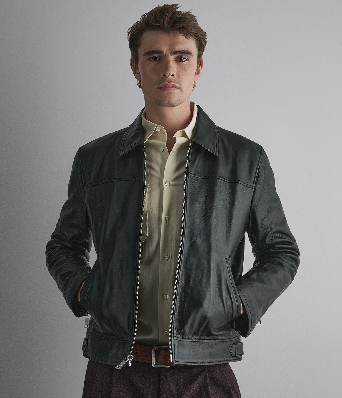 Teddy Leather Zip Up Jacket View 1 | Products Teddy Leather Zip Up Jacket View 1 | Products