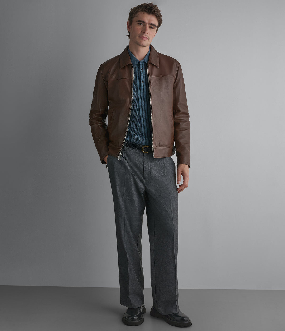 Teddy Leather Zip Up Jacket View 1 | Products Teddy Leather Zip Up Jacket View 1 | Products