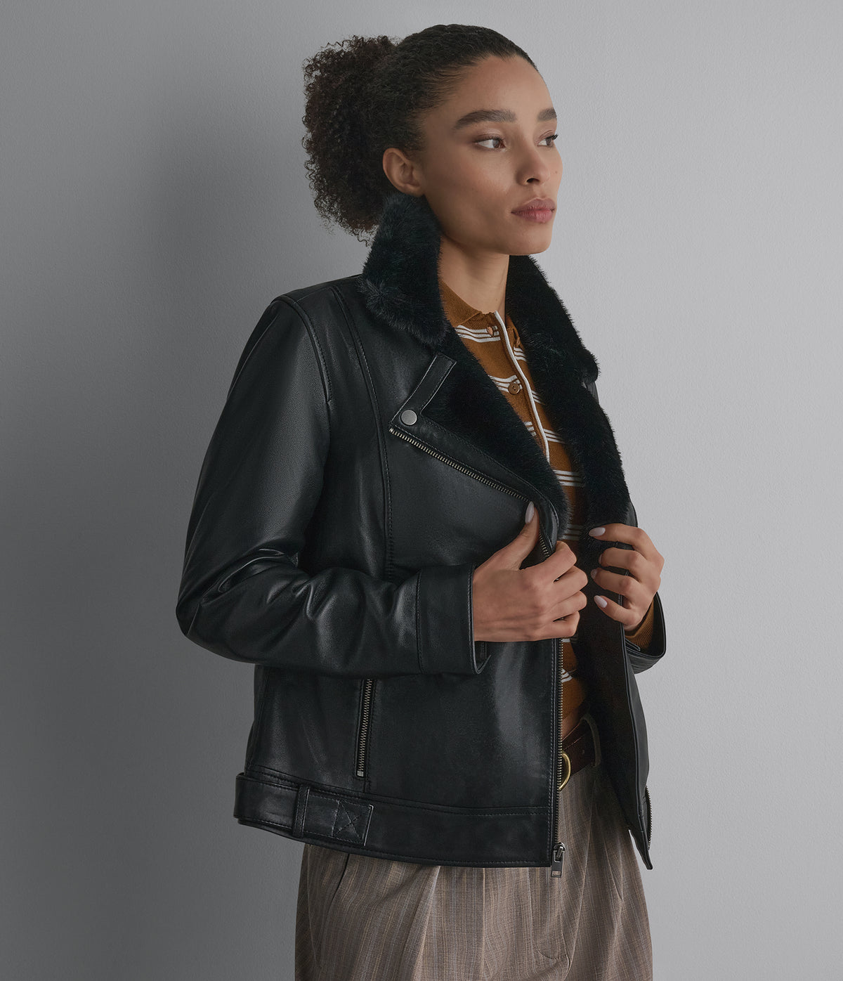 Macie Faux Fur Collar Leather Moto Jacket View 1 | Motorcycle Jackets Macie Faux Fur Collar Leather Moto Jacket View 1 | Motorcycle Jackets