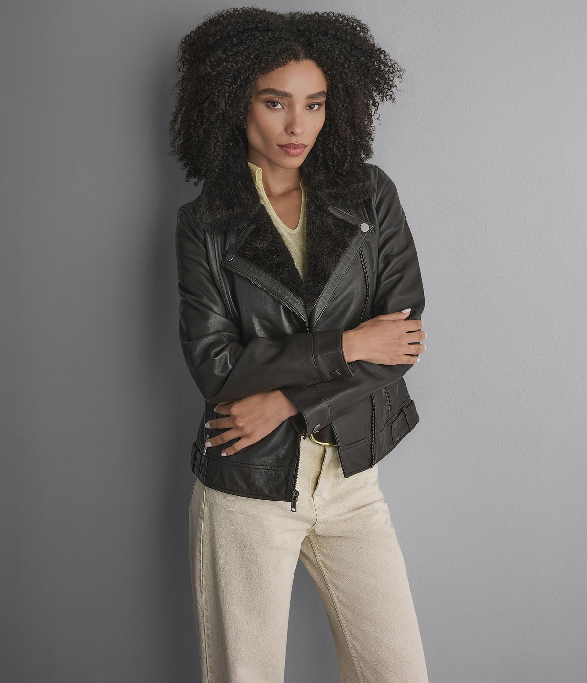 Macie Faux Fur Collar Leather Moto Jacket View 1 | Motorcycle Jackets Macie Faux Fur Collar Leather Moto Jacket View 1 | Motorcycle Jackets