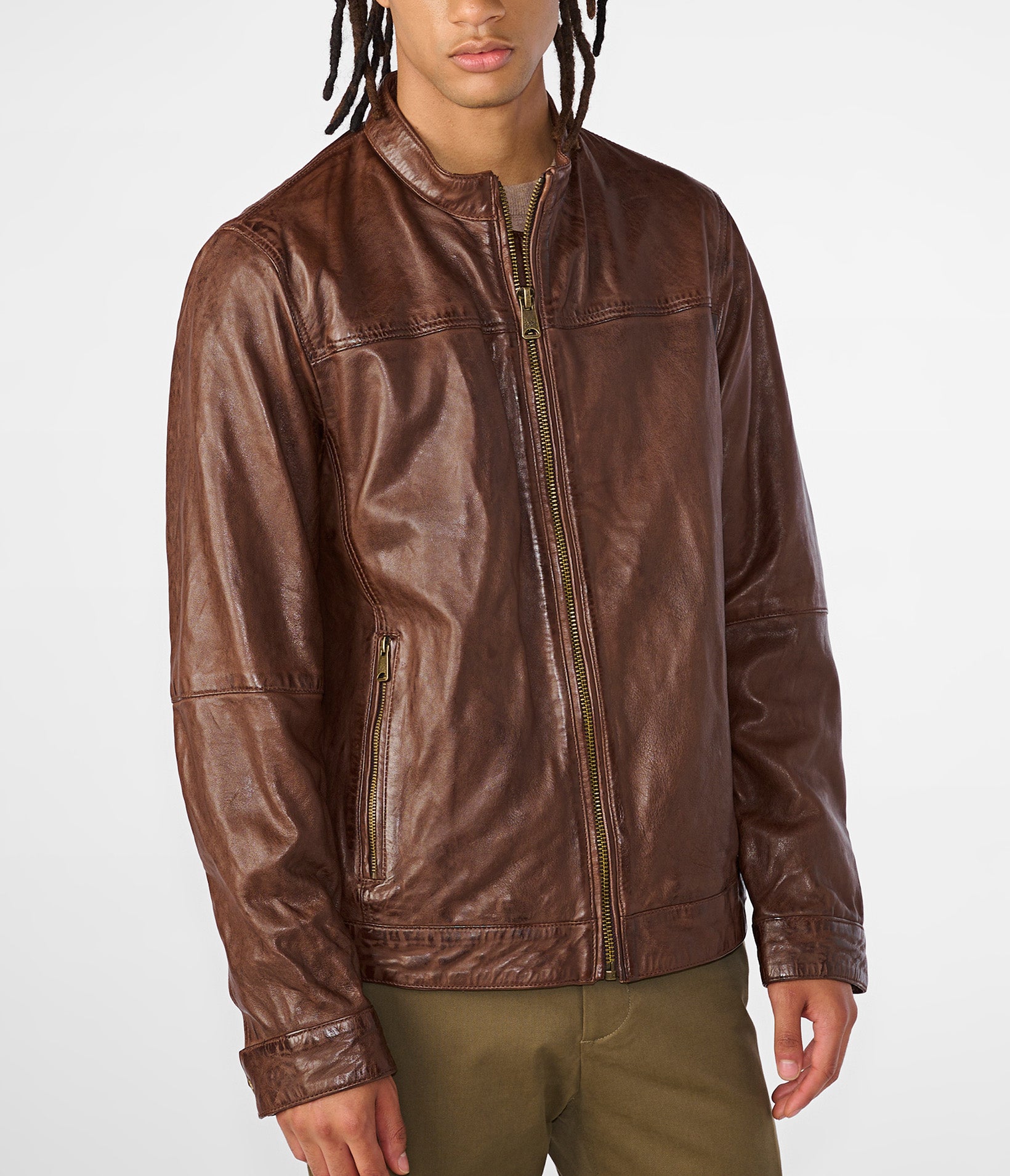 ウィルソンズ ブルゾン レザージャケット ブラウン L 5896 ウィルソンズ ブルゾン レザージャケット ブラウン XL 短丈 襟付き