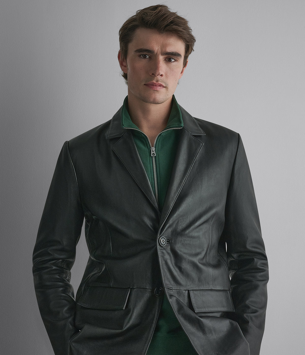 Dylan Genuine Leather Blazer Jacket View 1 Dylan Genuine Leather Blazer Jacket View 1