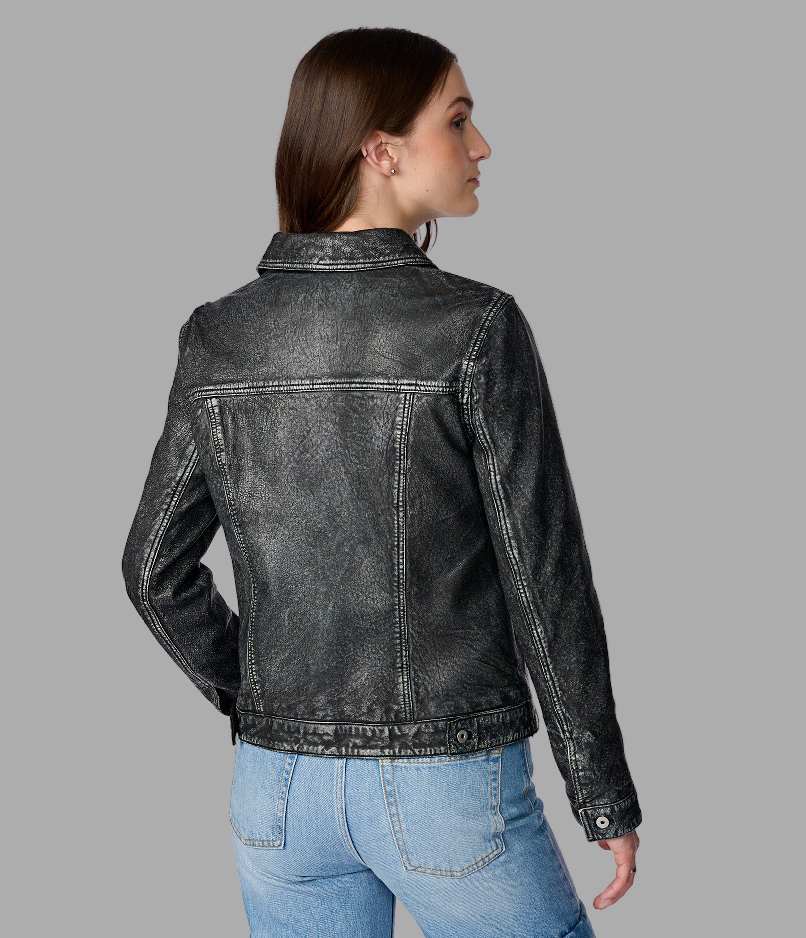 Addison Leather Denim Jacket View 3 | Women's Best Sellers Addison Leather Denim Jacket View 3 | Women's Best Sellers