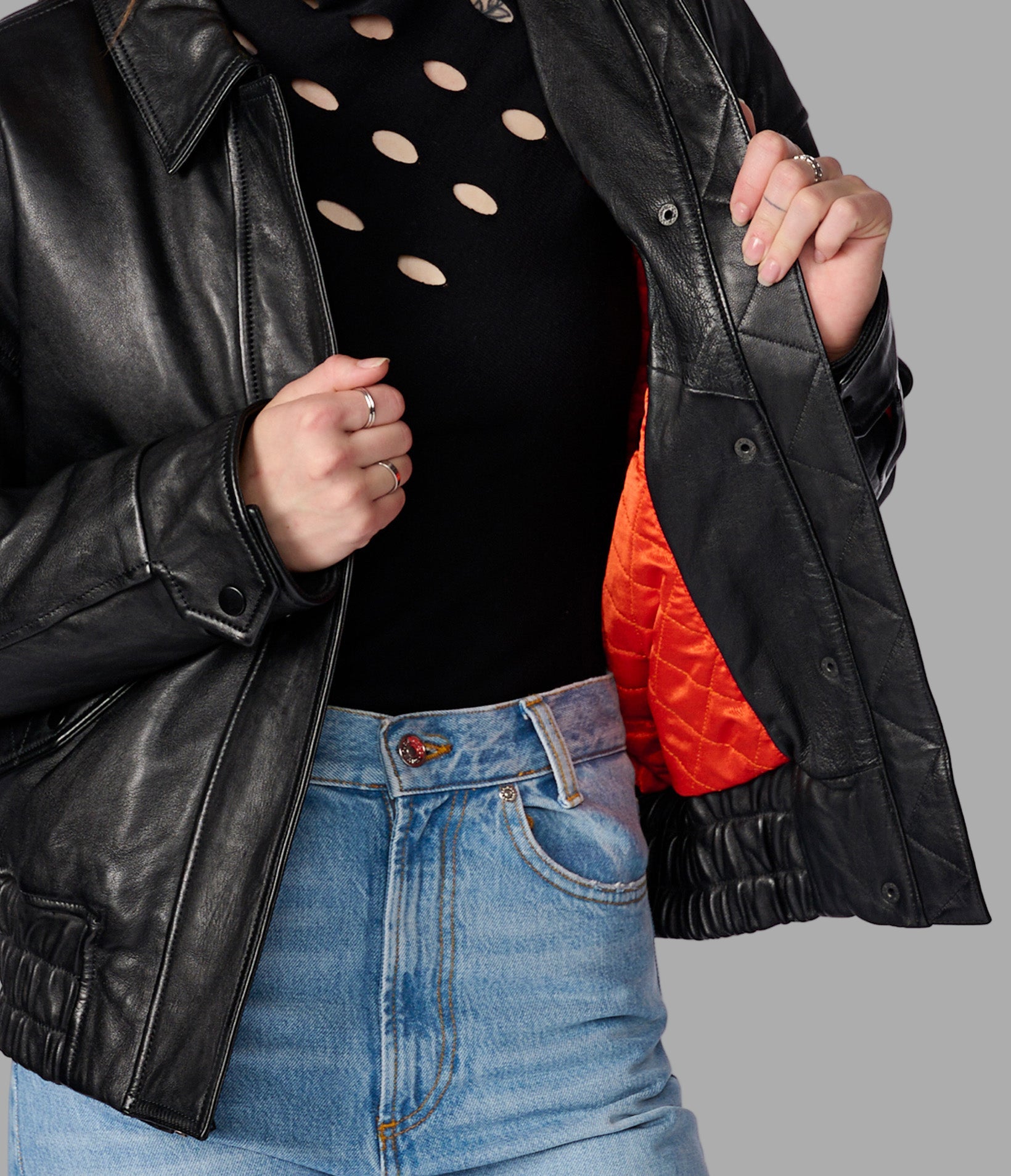 Mya Leather Bomber Jacket View 5 Mya Leather Bomber Jacket View 5