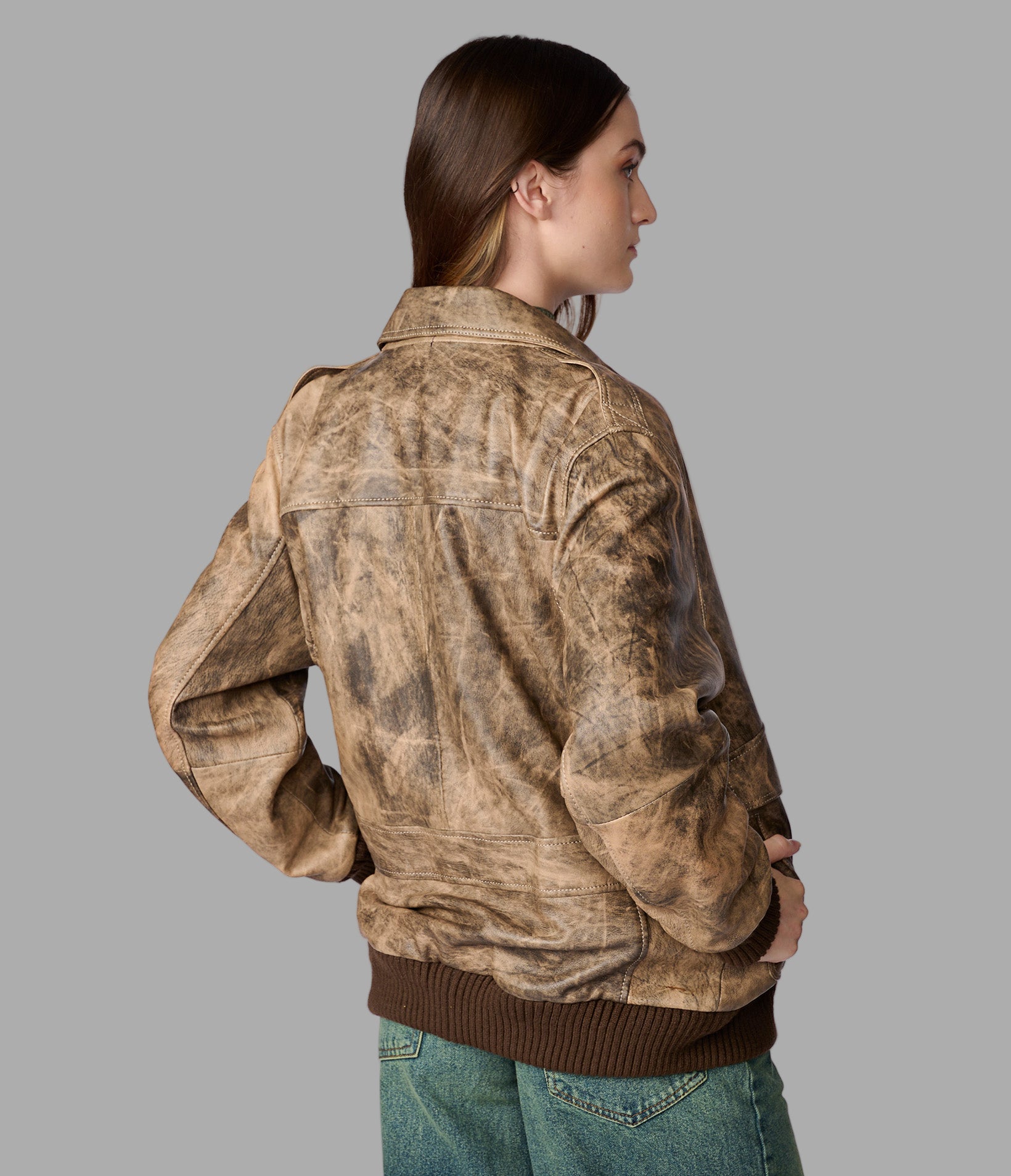 Cassidy Oversized Leather Bomber Jacket View 3 Cassidy Oversized Leather Bomber Jacket View 3