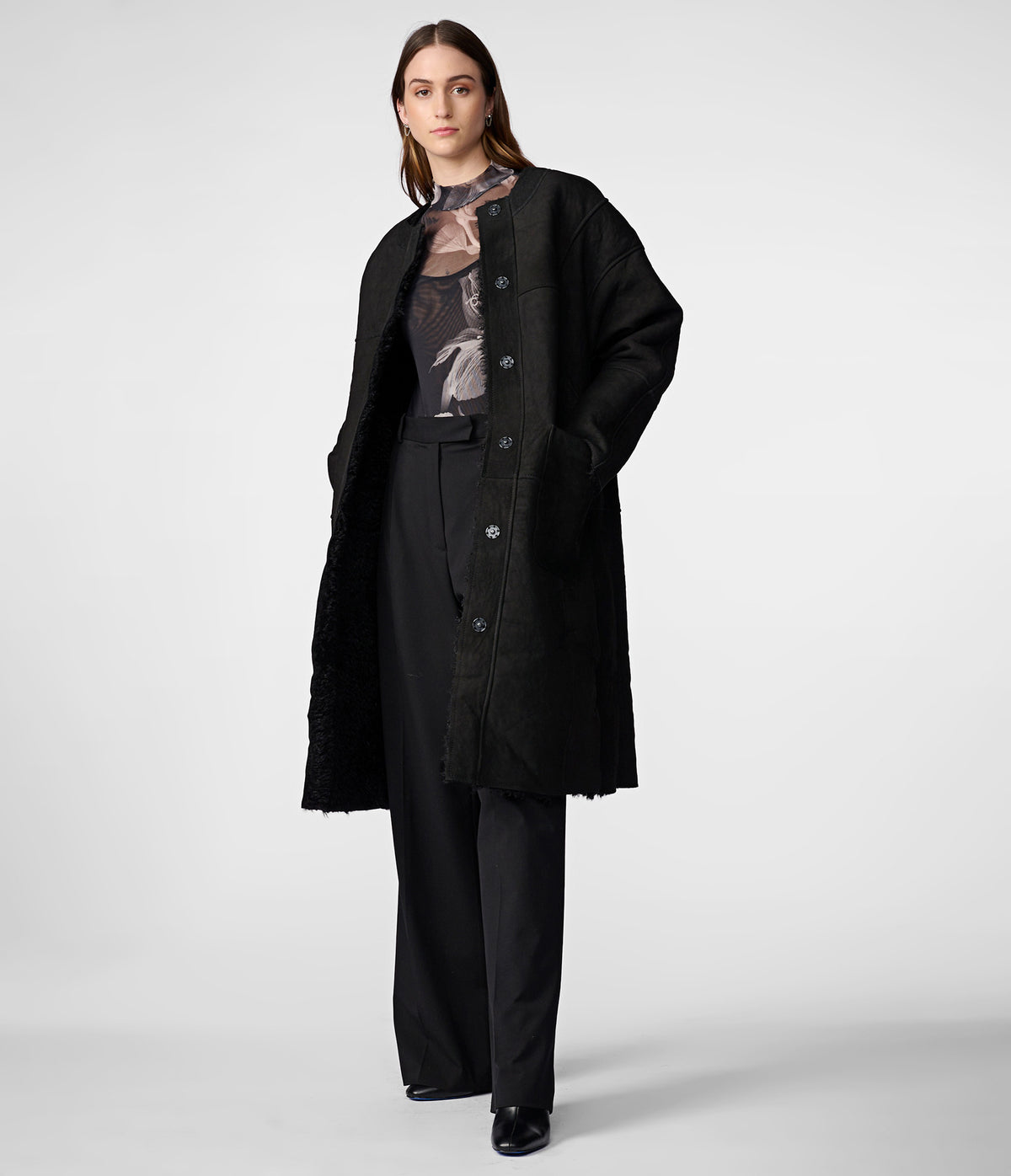 Bethanny Reversible Suede Fur Coat | Wilsons Leather