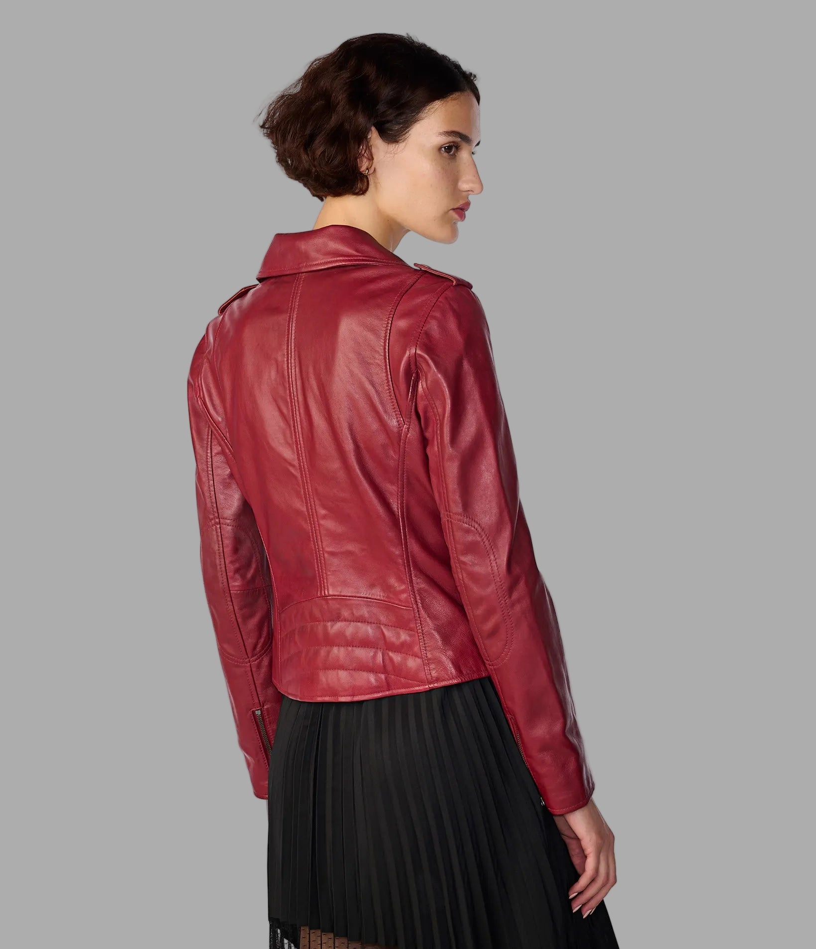 Madeline Asymmetrical Leather Moto Jacket View 3 | Women's Best Sellers Madeline Asymmetrical Leather Moto Jacket View 3 | Women's Best Sellers
