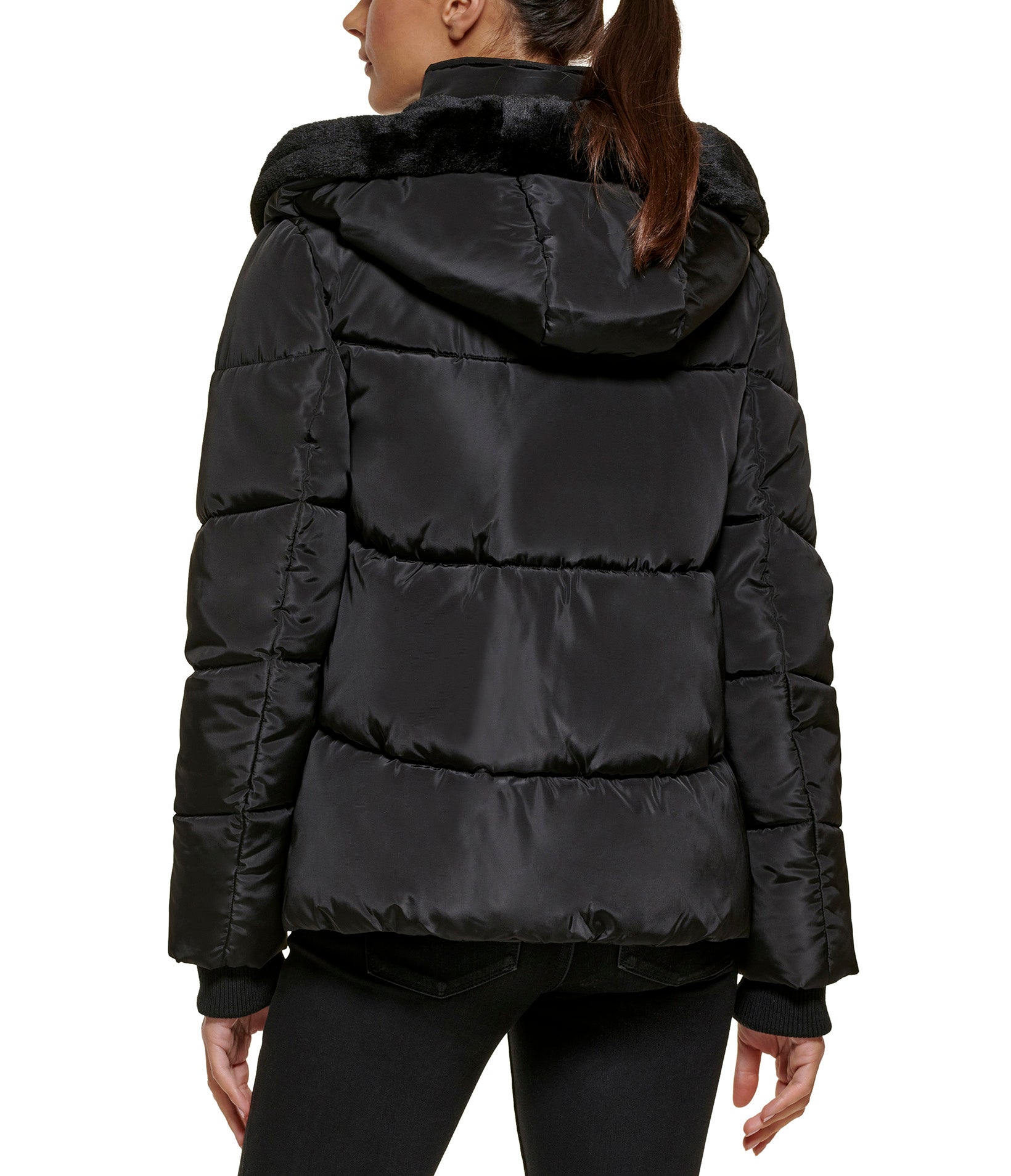 Quilted Puffer with Bib and Faux Fur Lined Hood | Wilsons Leather