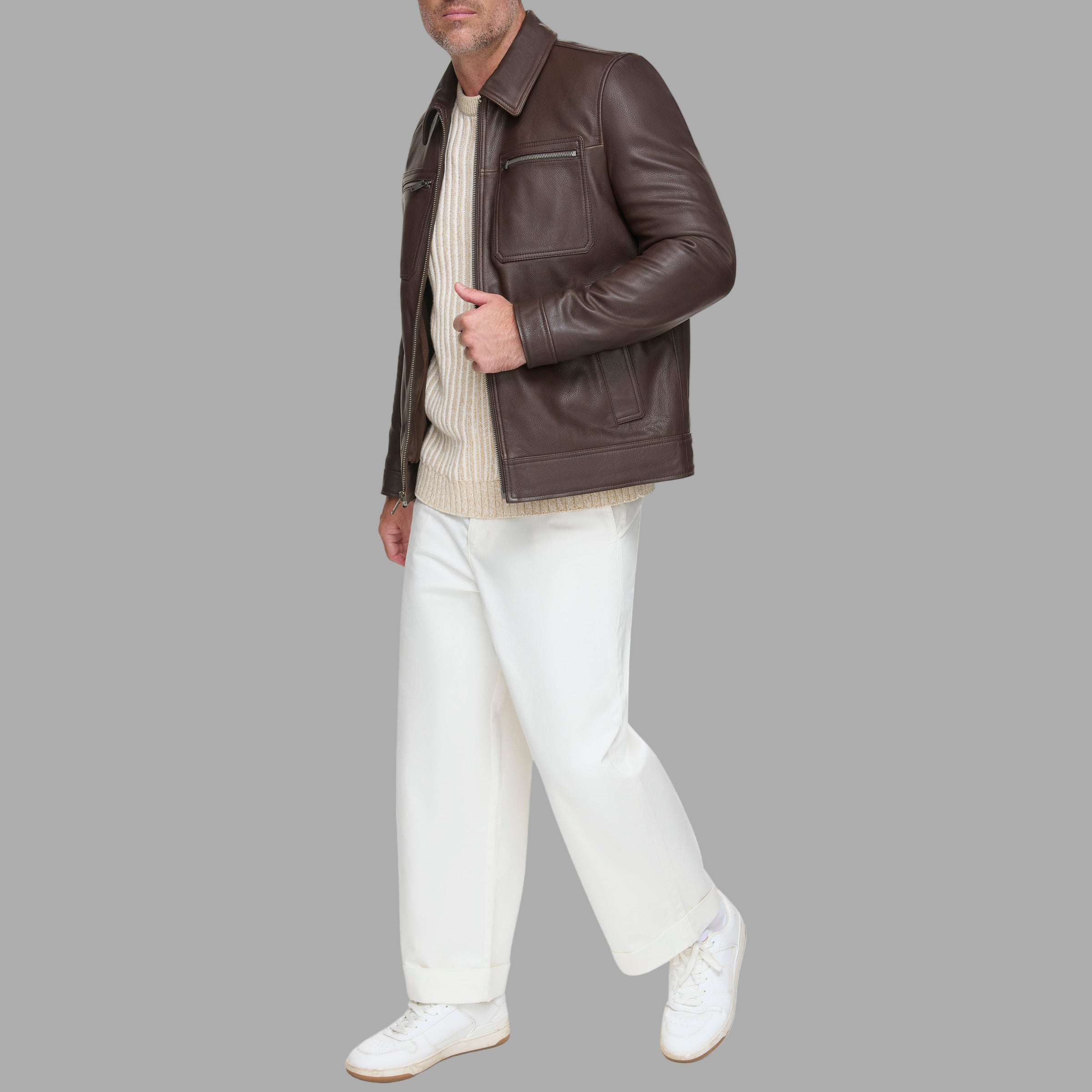 Halen Leather Shirt Jacket View 4 | Andrew Marc Collection