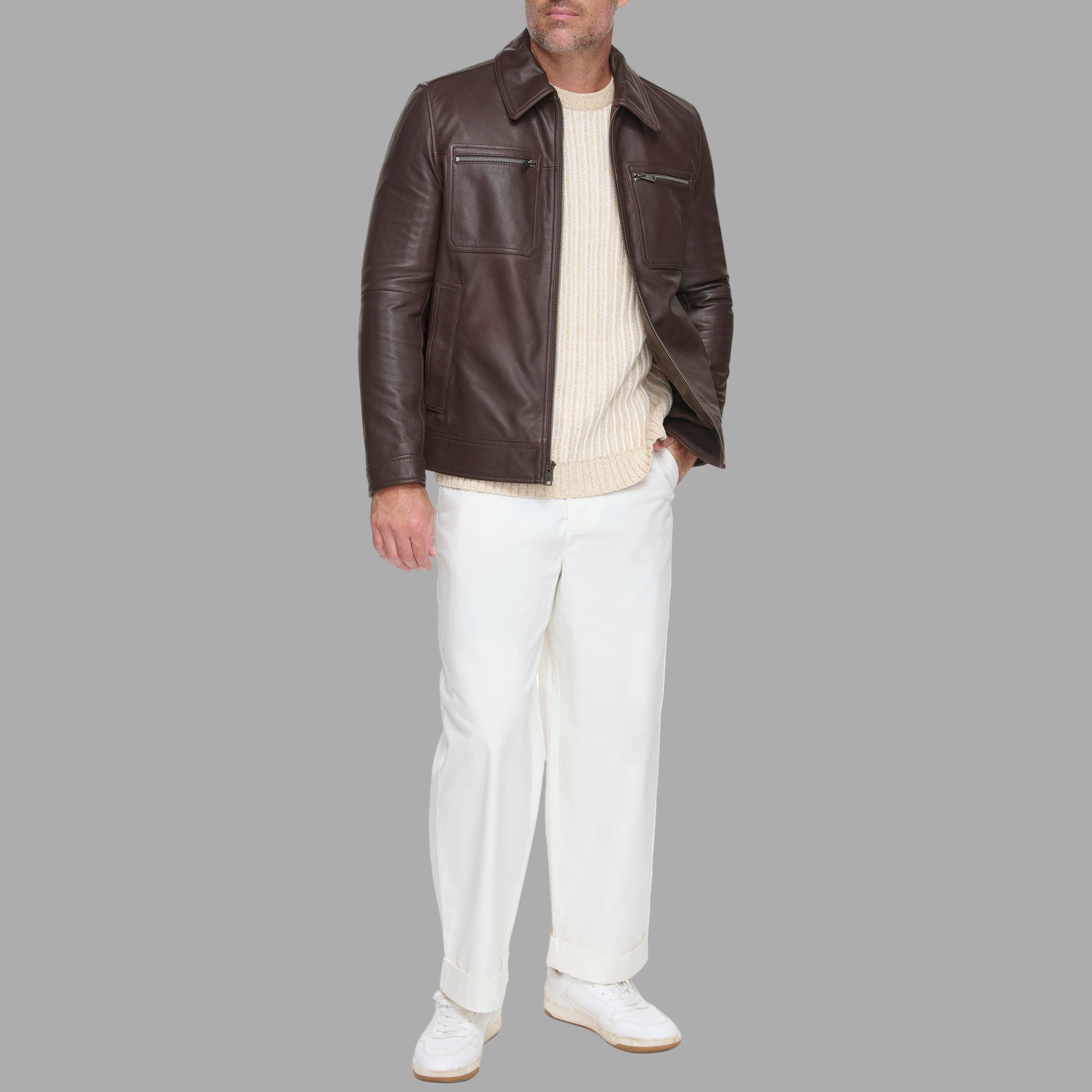 Halen Leather Shirt Jacket View 5 | Andrew Marc Collection