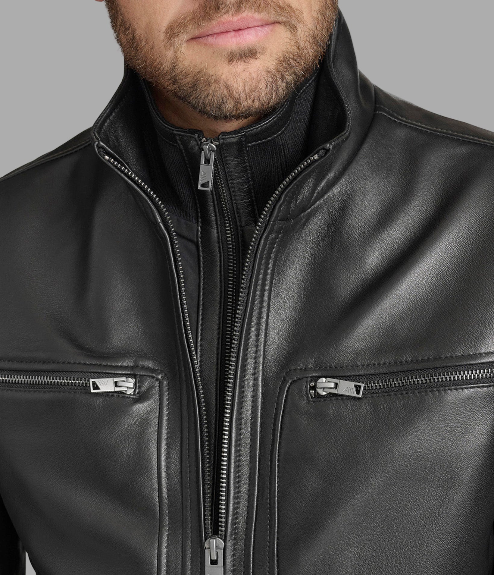 Winton Leather Stand Collar Jacket View 8 | Jackets and Coats