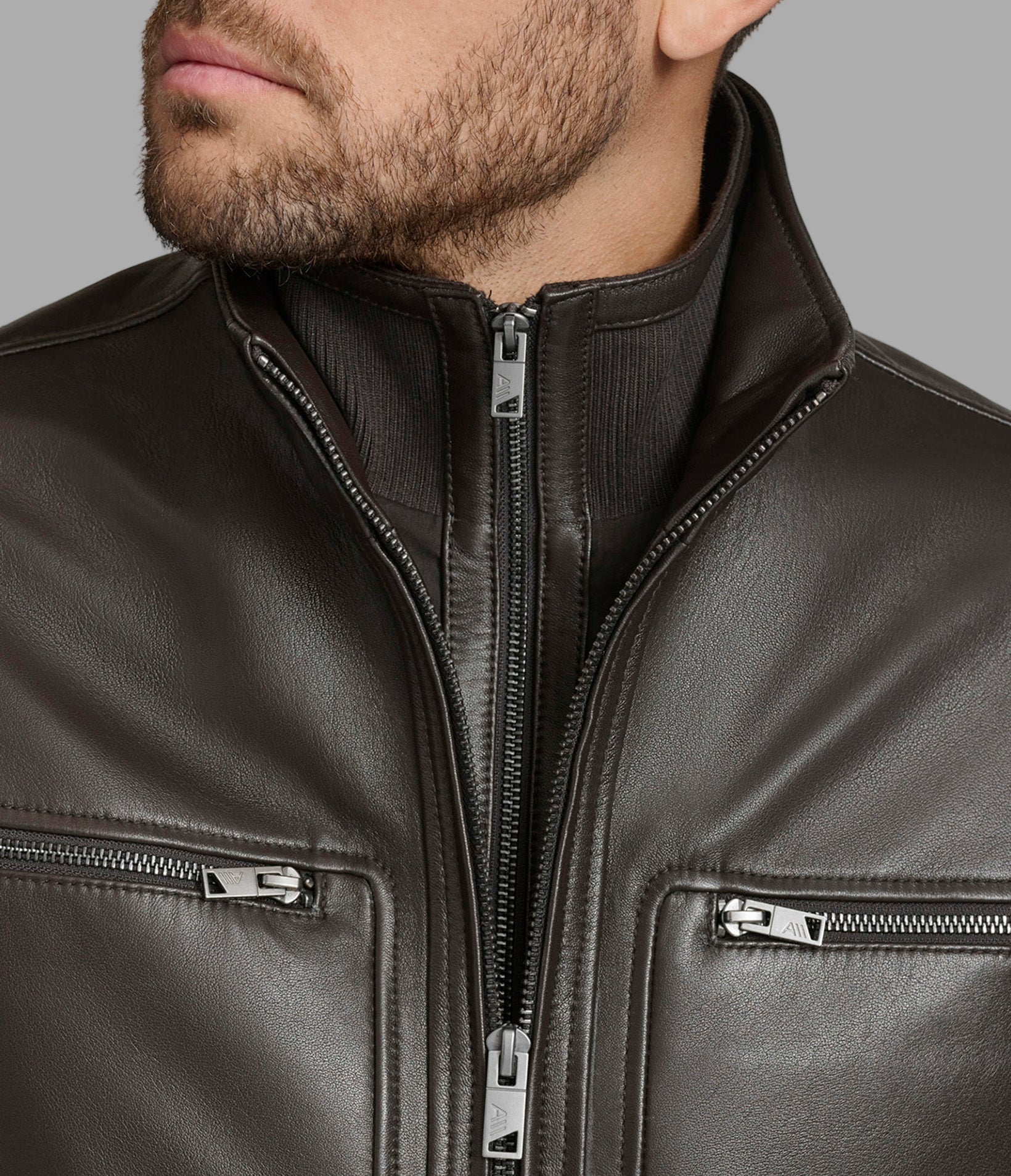Winton Leather Stand Collar Jacket View 7 | Jackets and Coats