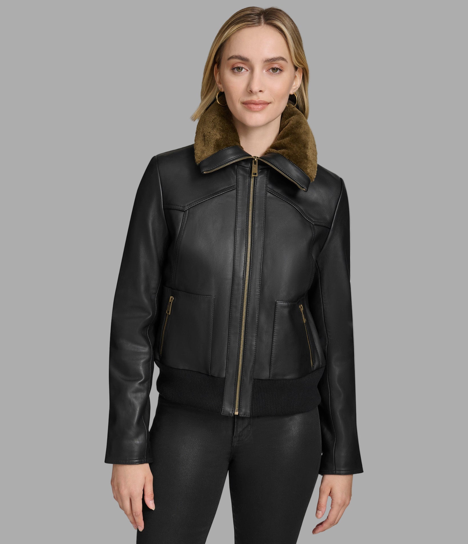 Evie Faux Shearling Aviator Jacket | Wilsons Leather