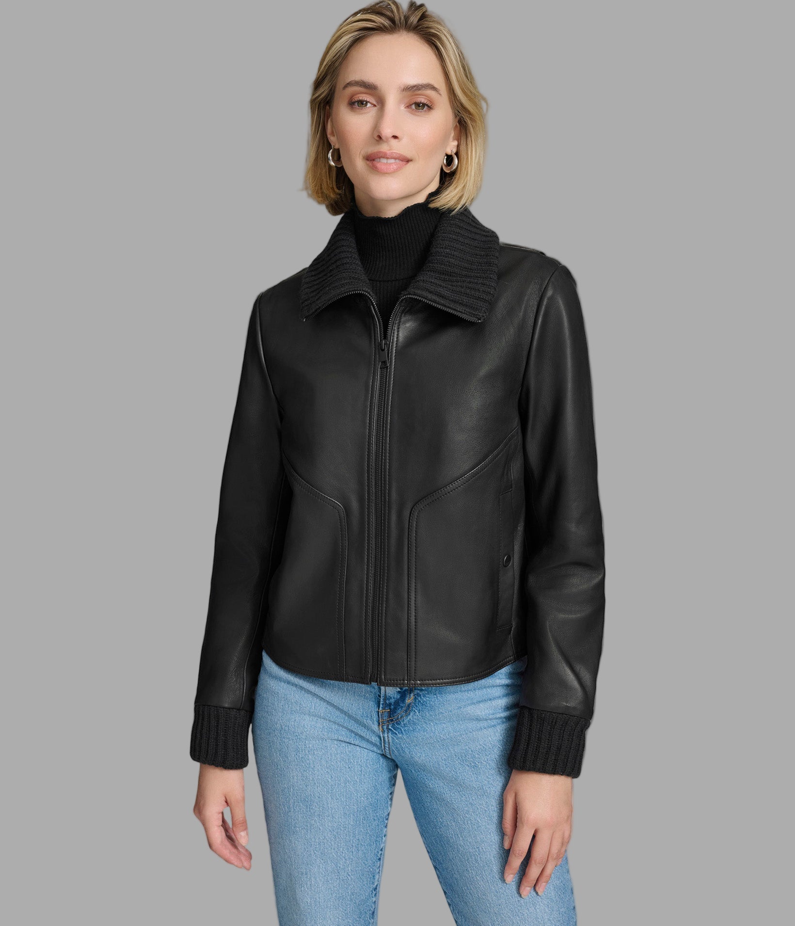 Beatrix Leather Jacket View 1 | Andrew Marc Collection