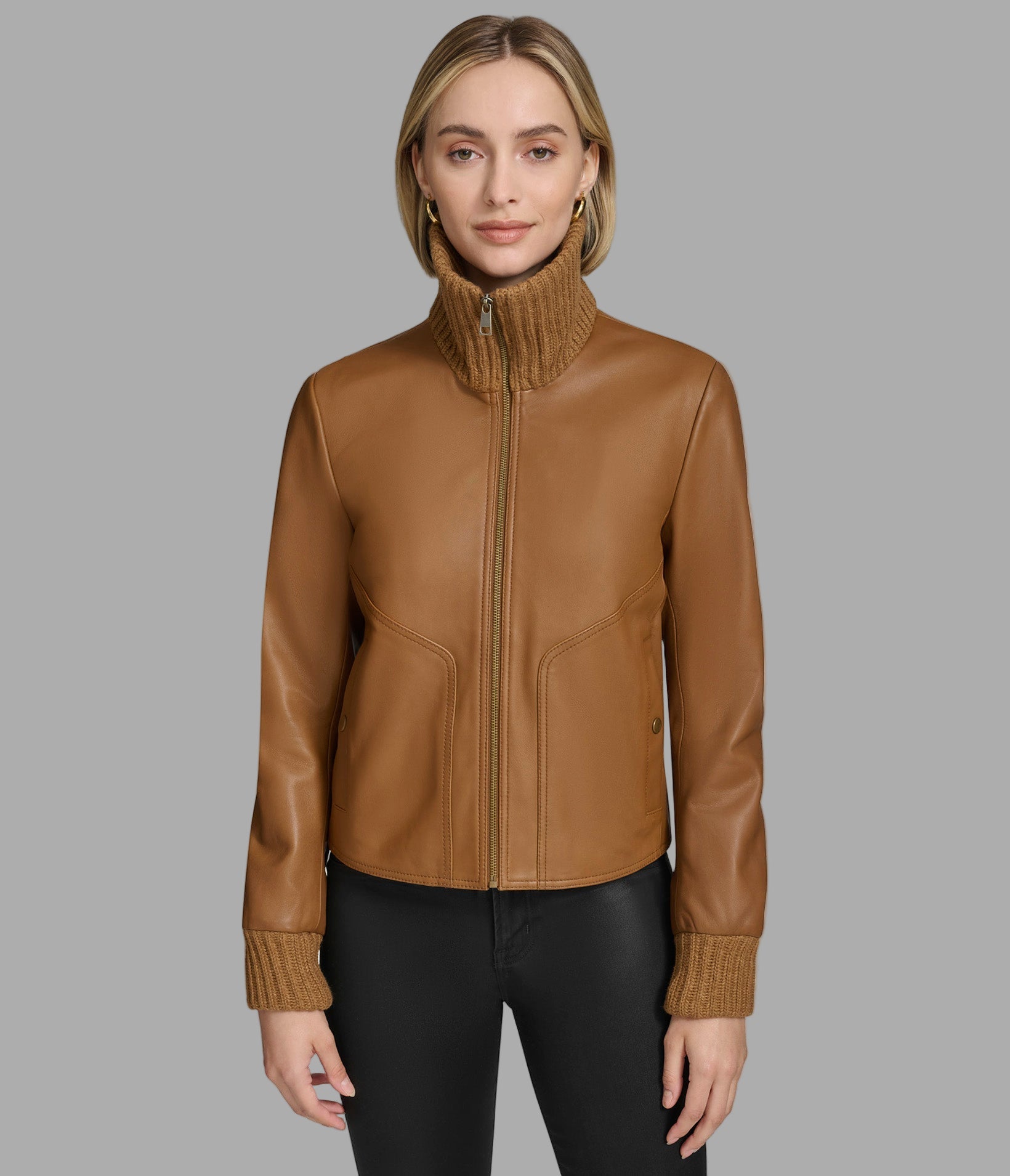 Beatrix Leather Jacket View 1 | Andrew Marc Collection
