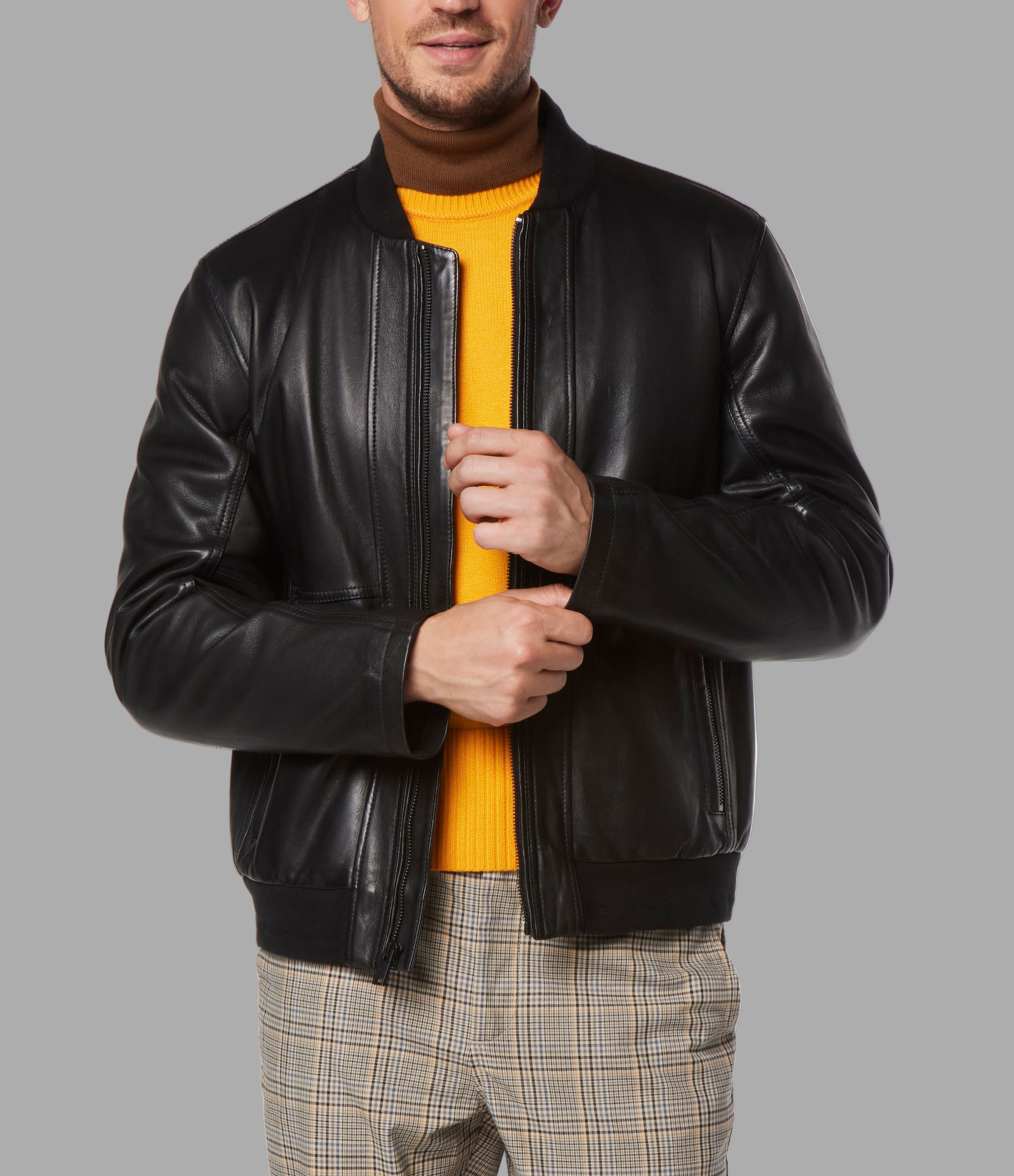 MacNeil Leather Bomber Jacket View 2 | Andrew Marc Collection