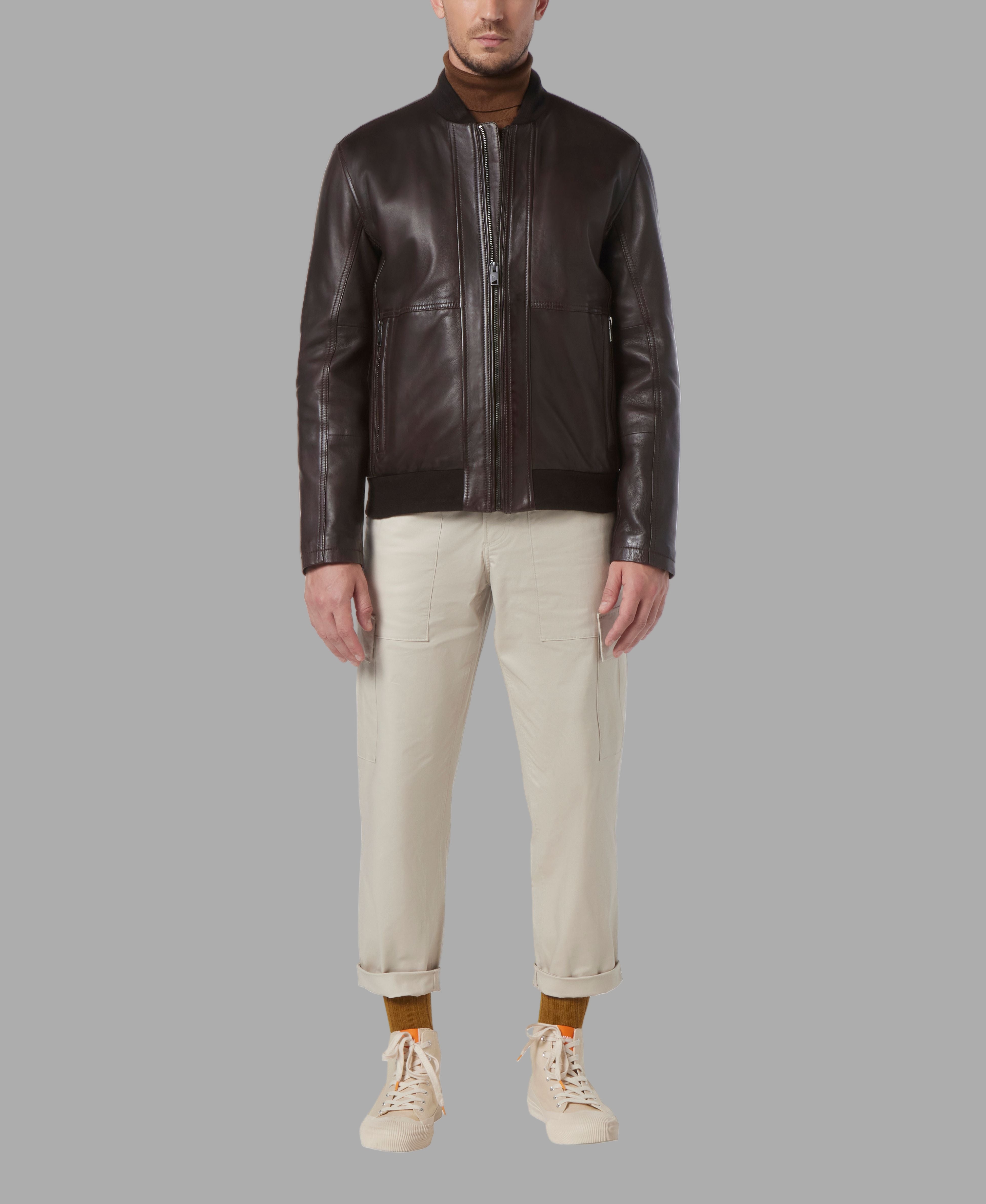 MacNeil Leather Bomber Jacket View 4 | Andrew Marc Collection